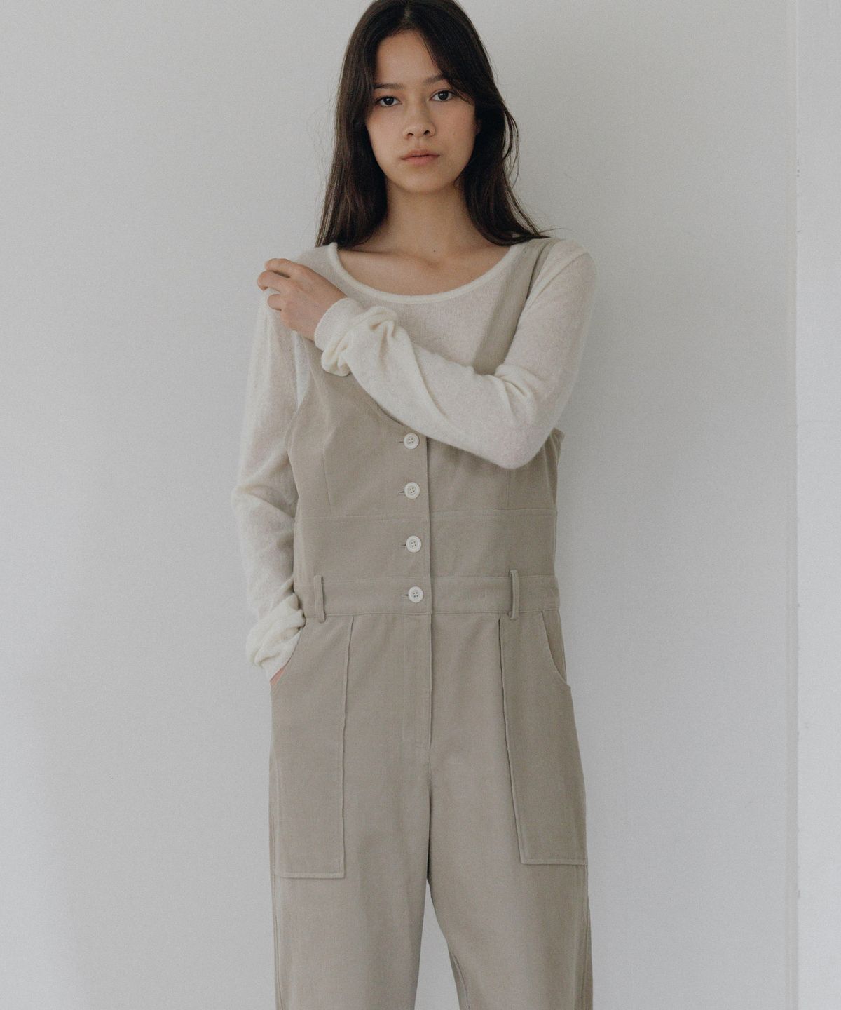 앤니즈(ANDNEEDS) Buddy corduroy overall (beige)
