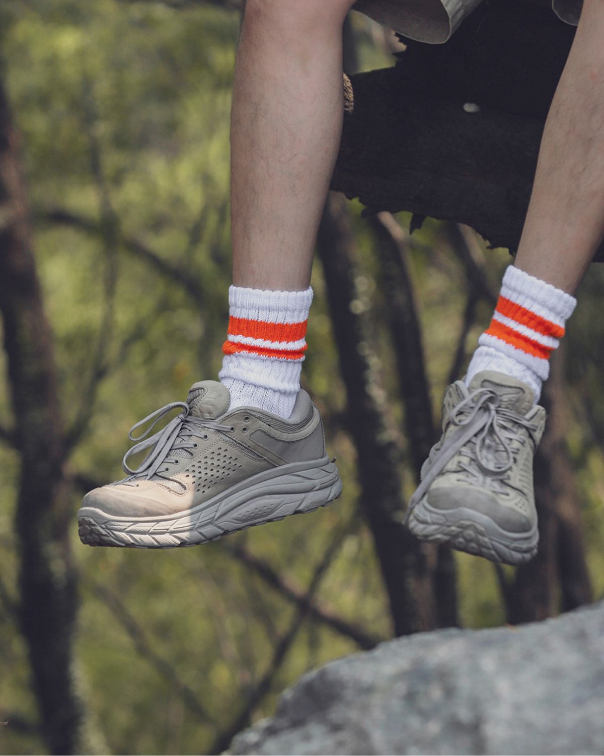 미드업데이트(MIDUPDATE) Stripe Color Crew Socks_Orange