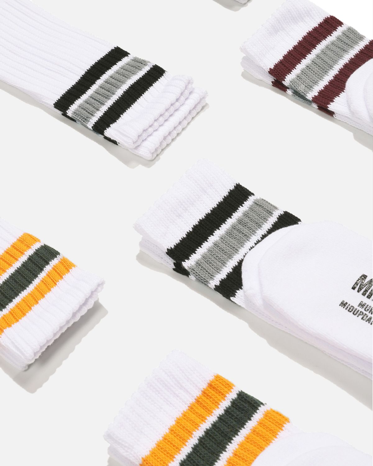 미드업데이트(MIDUPDATE) Double Stripe Crew Socks_3color