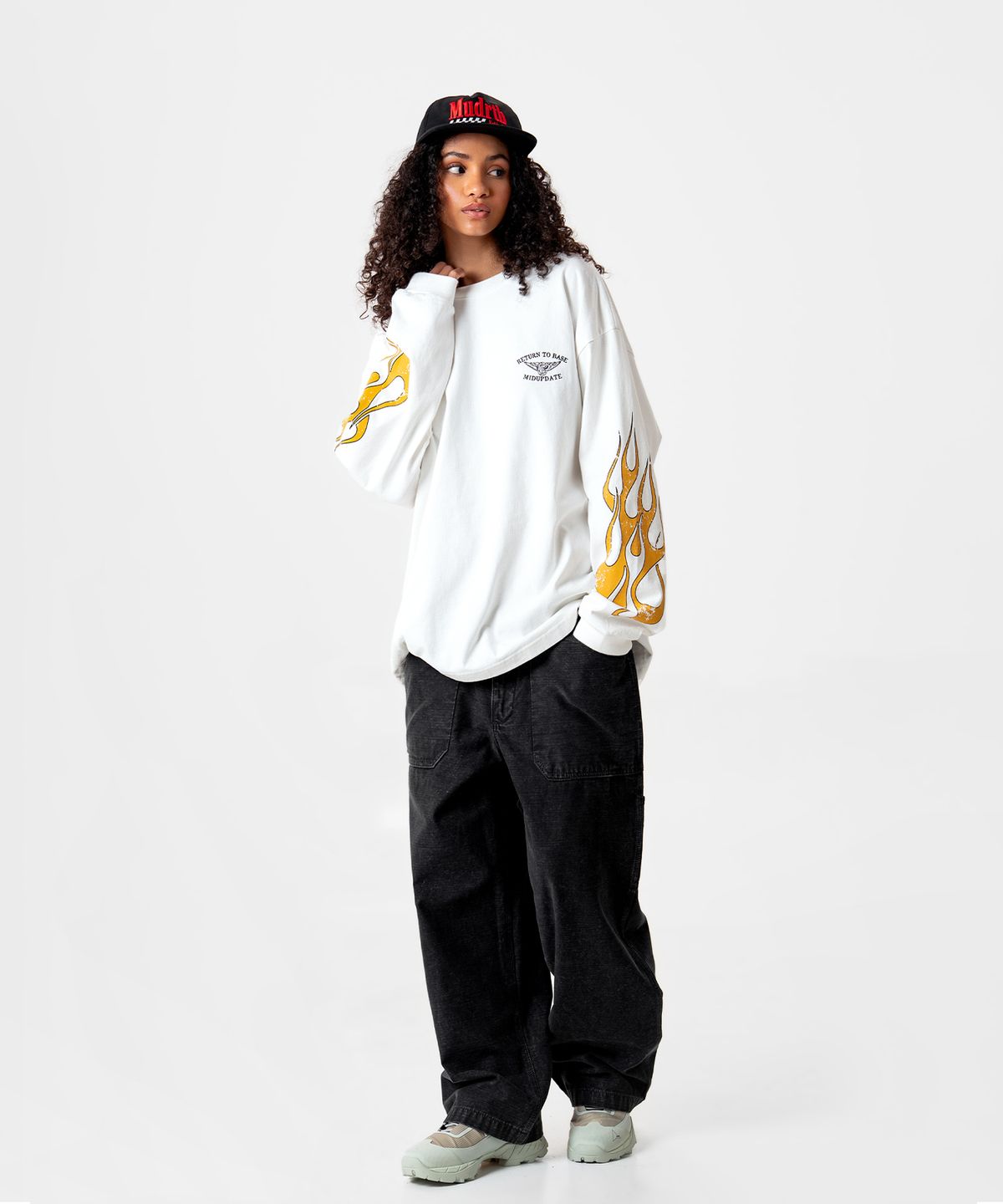 미드업데이트(MIDUPDATE) Flame Print Long Sleeve T-shirt_2color