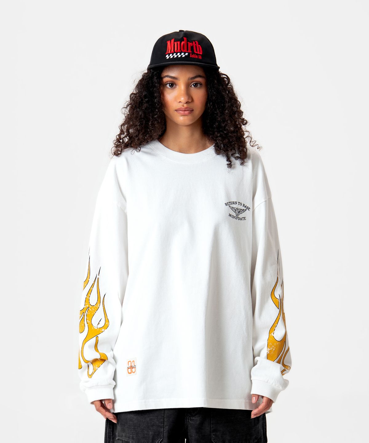 미드업데이트(MIDUPDATE) Flame Print Long Sleeve T-shirt_2color
