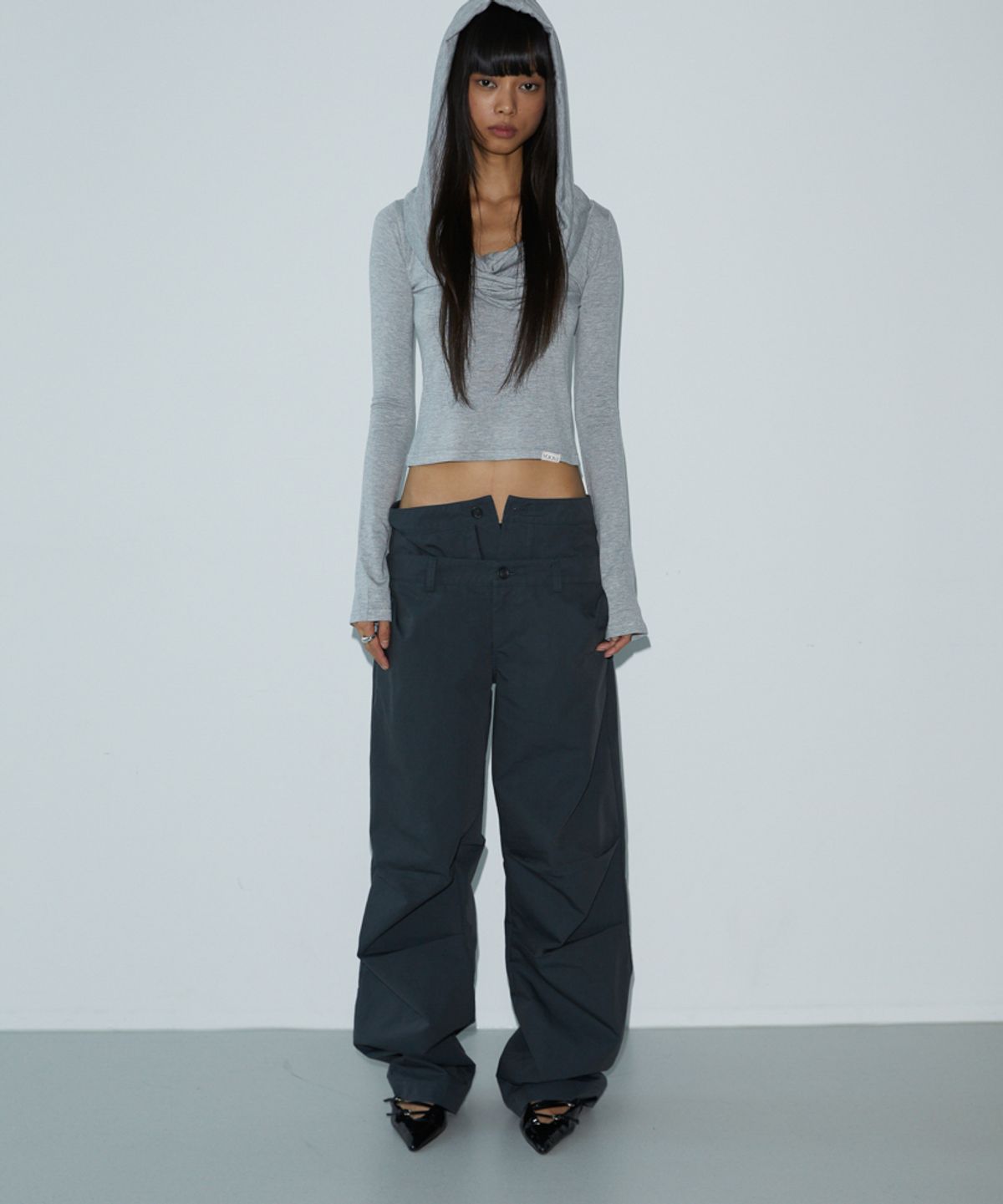 분트(VOONT) Drape Hood T-shirt (GRAY)