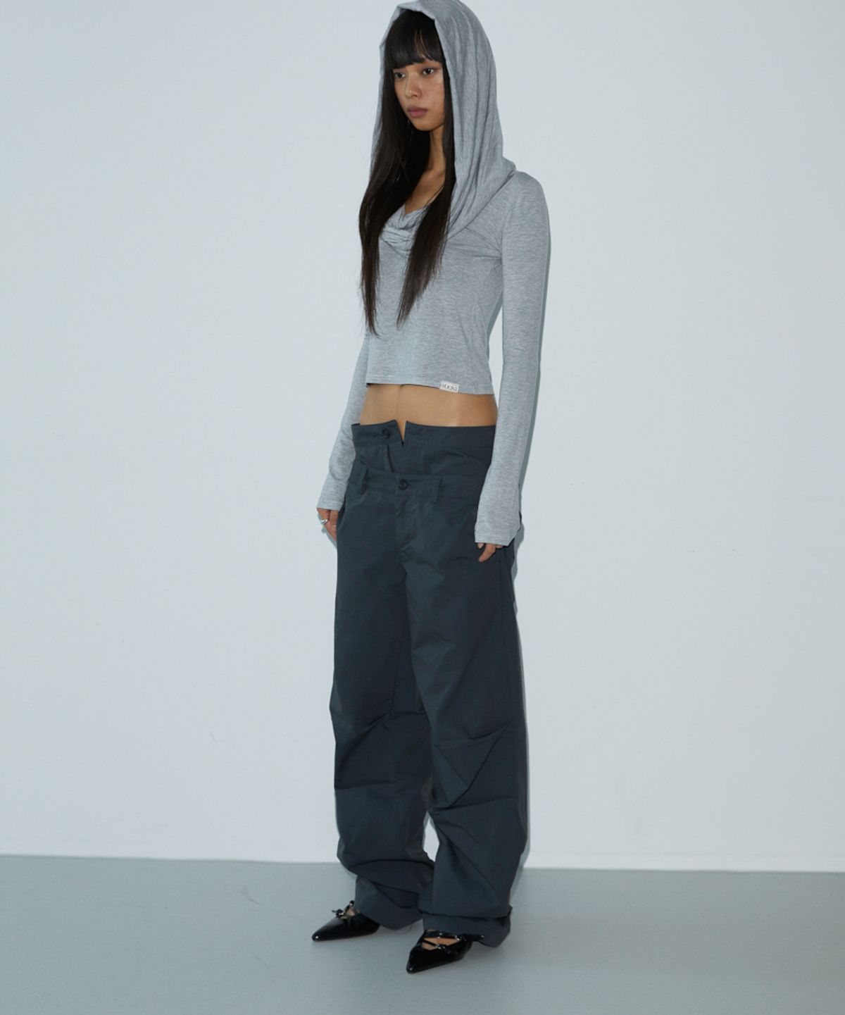 분트(VOONT) Drape Hood T-shirt (GRAY)
