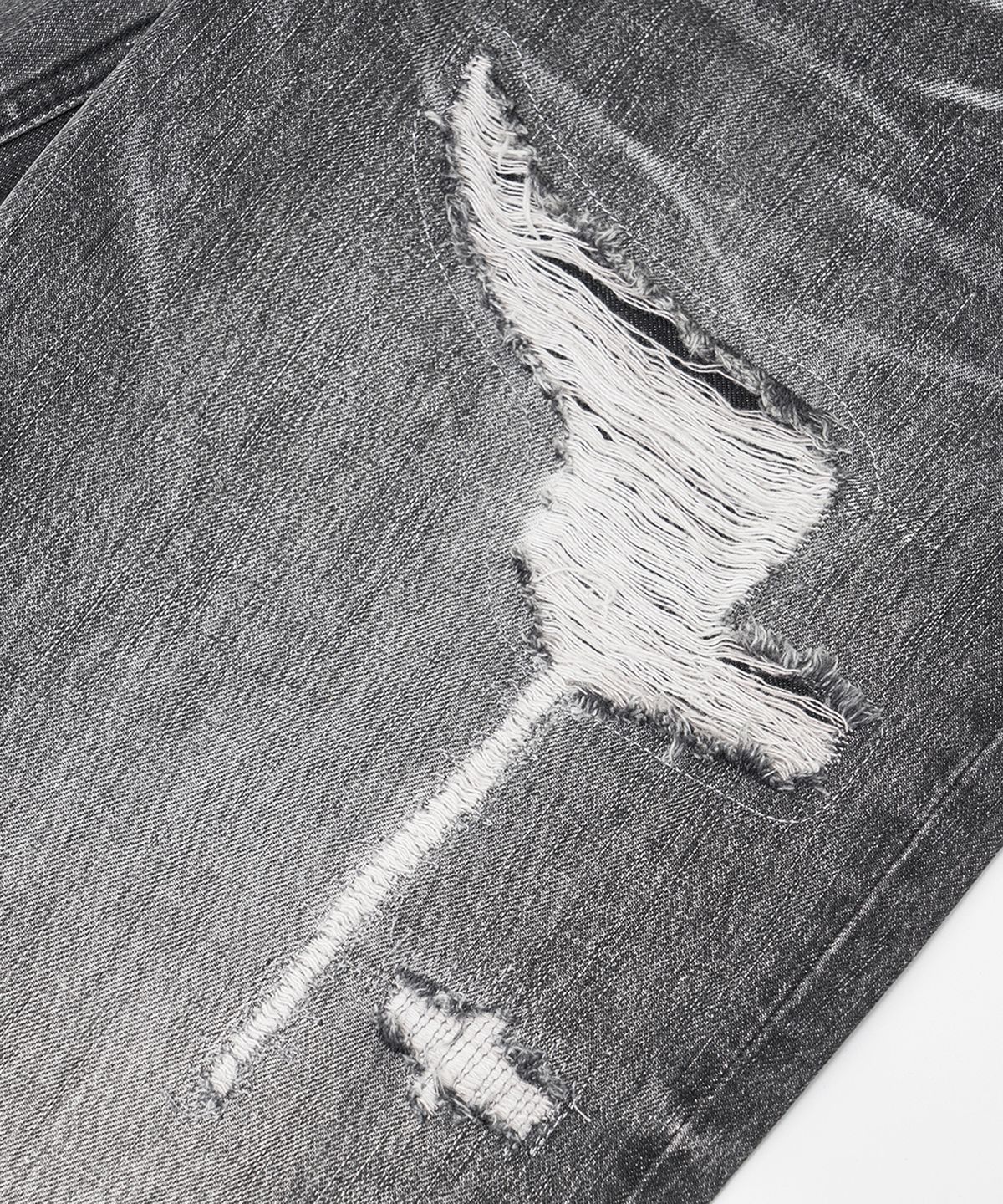 미드업데이트(MIDUPDATE) Destroyed Black Washing Denim Pants_Black
