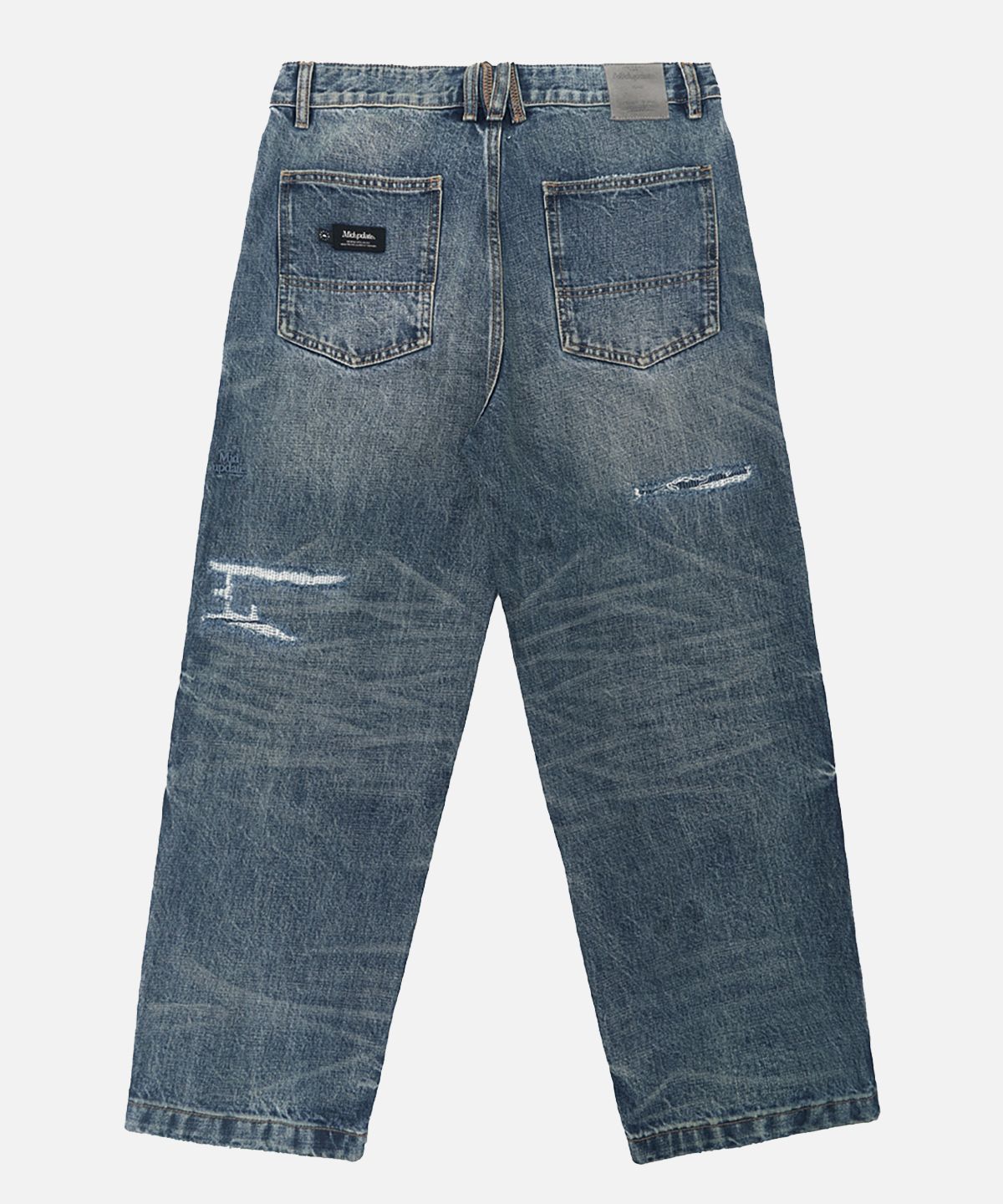 미드업데이트(MIDUPDATE) Destroyed Mid Washing Denim Pants_Blue