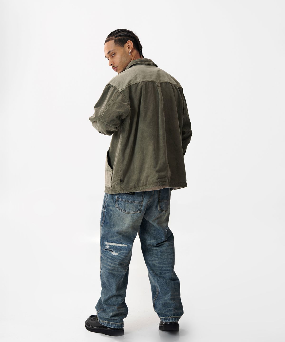 미드업데이트(MIDUPDATE) Destroyed Mid Washing Denim Pants_Blue