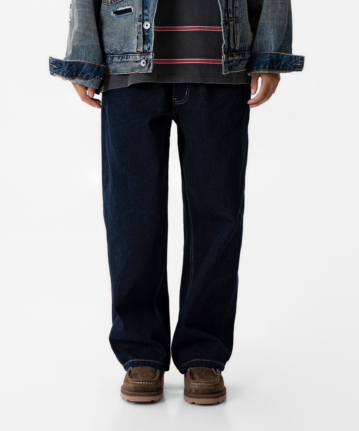 미드업데이트(MIDUPDATE) Dark Washing Straight Denim Pants_Navy
