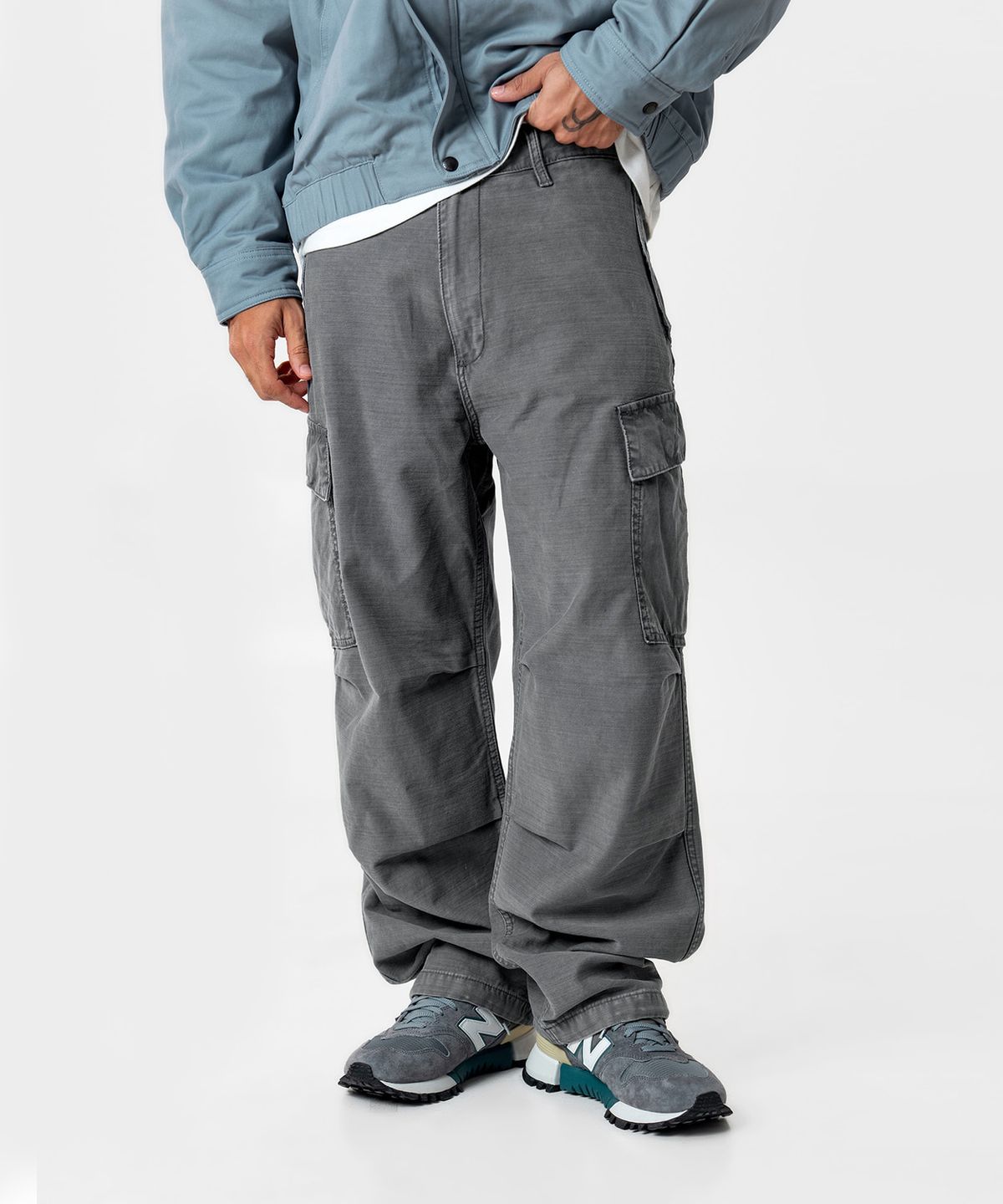 미드업데이트(MIDUPDATE) Vintage Drawcord Cargo Pants_Gray