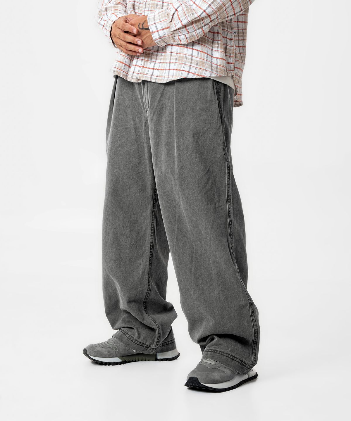 미드업데이트(MIDUPDATE) Vintage Pleated Wide Pants_Gray