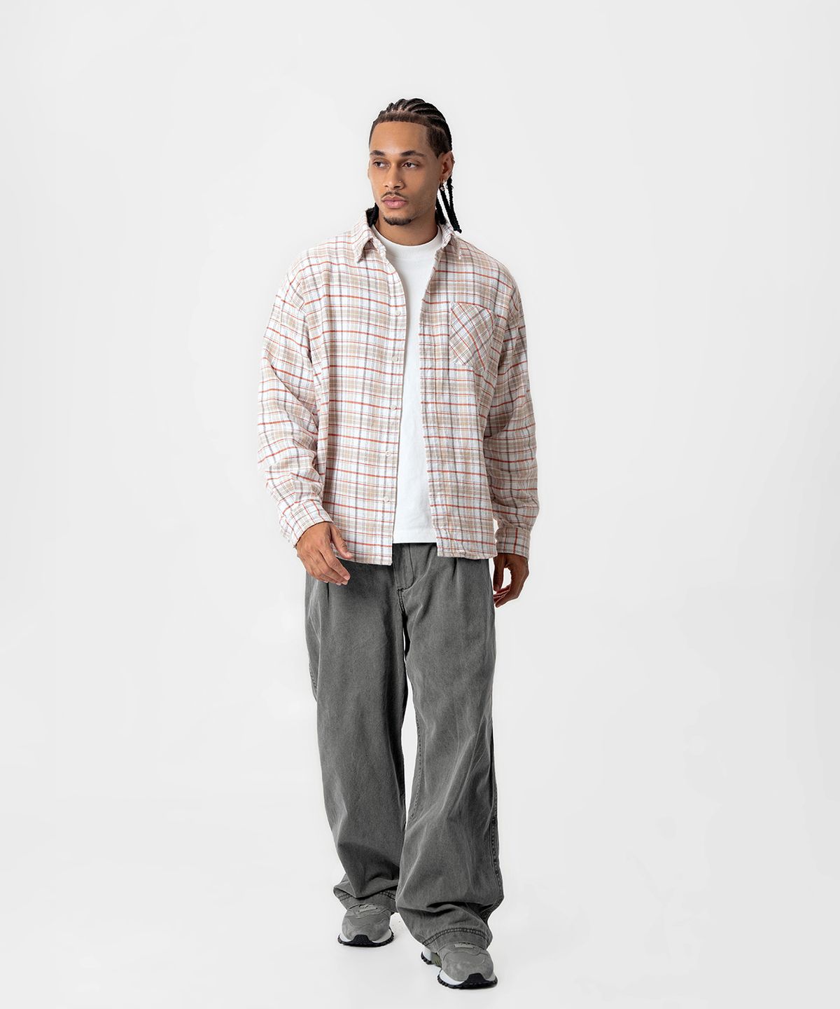 미드업데이트(MIDUPDATE) Vintage Pleated Wide Pants_Gray
