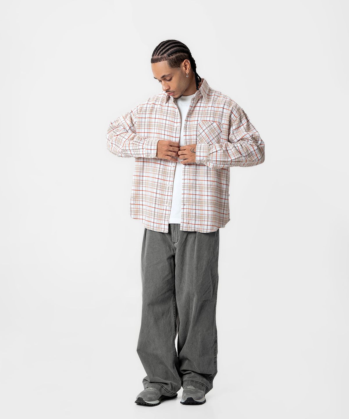 미드업데이트(MIDUPDATE) Vintage Pleated Wide Pants_Gray