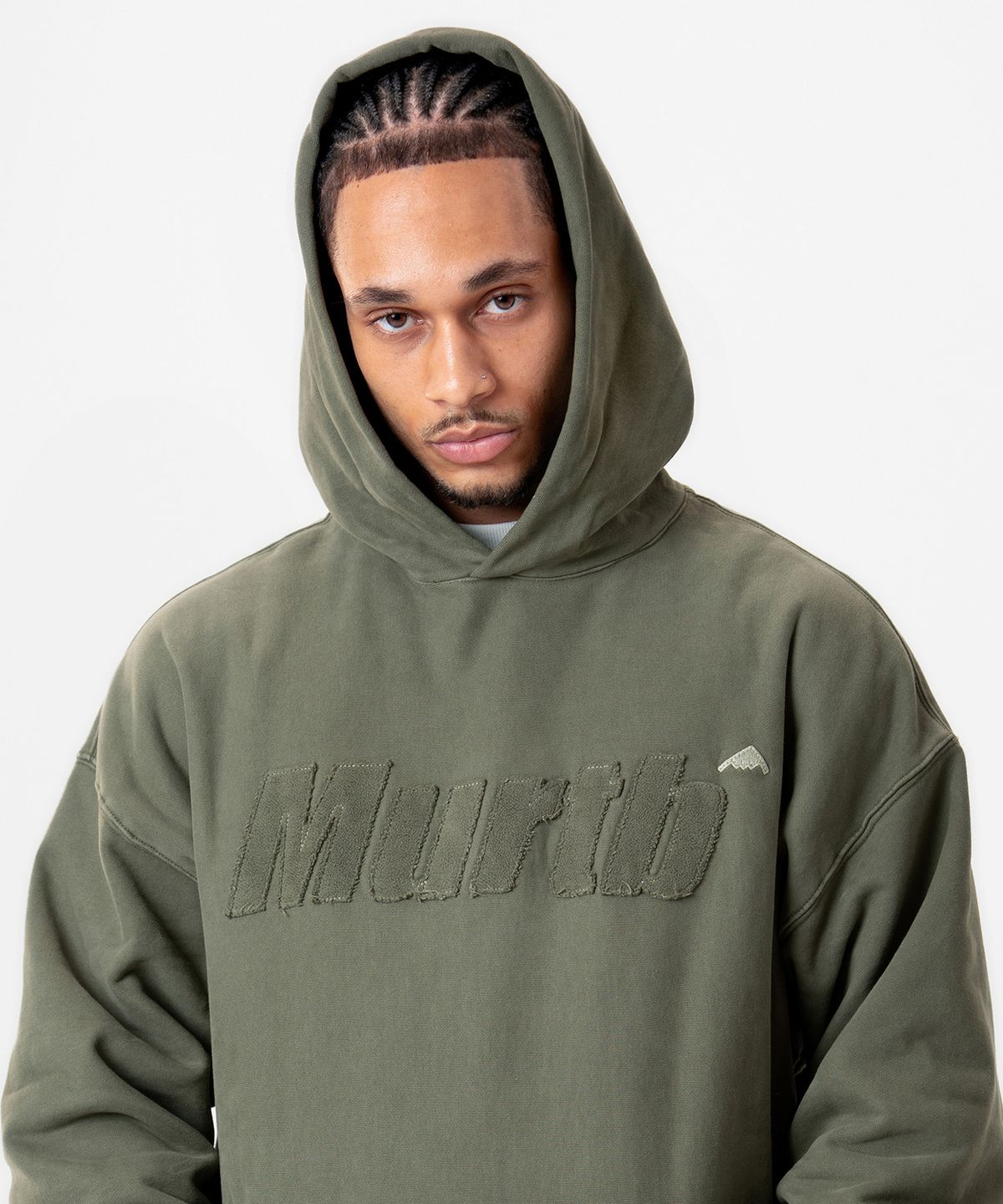 미드업데이트(MIDUPDATE) Garment Dye Logo Hoodie_2color