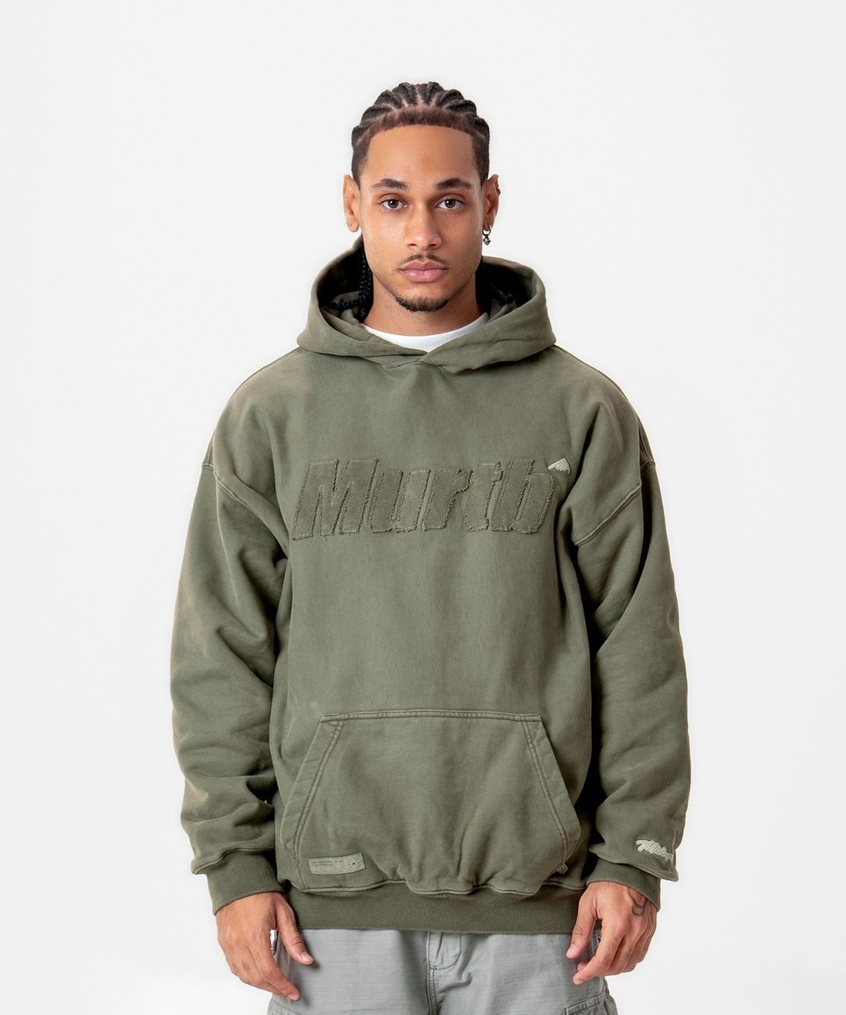 미드업데이트(MIDUPDATE) Garment Dye Logo Hoodie_2color