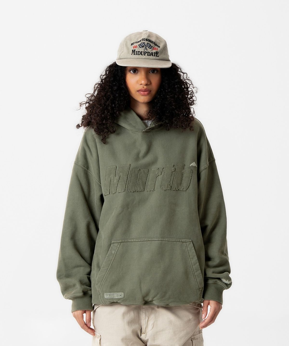 미드업데이트(MIDUPDATE) Garment Dye Logo Hoodie_2color
