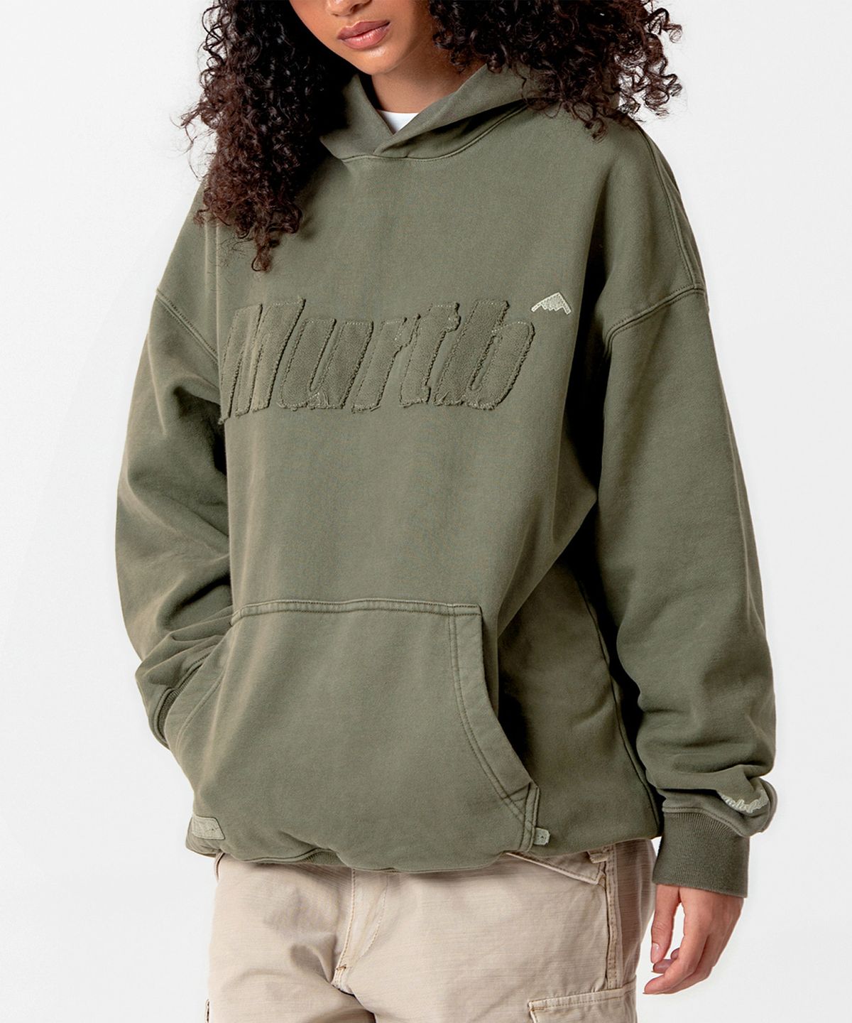 미드업데이트(MIDUPDATE) Garment Dye Logo Hoodie_2color