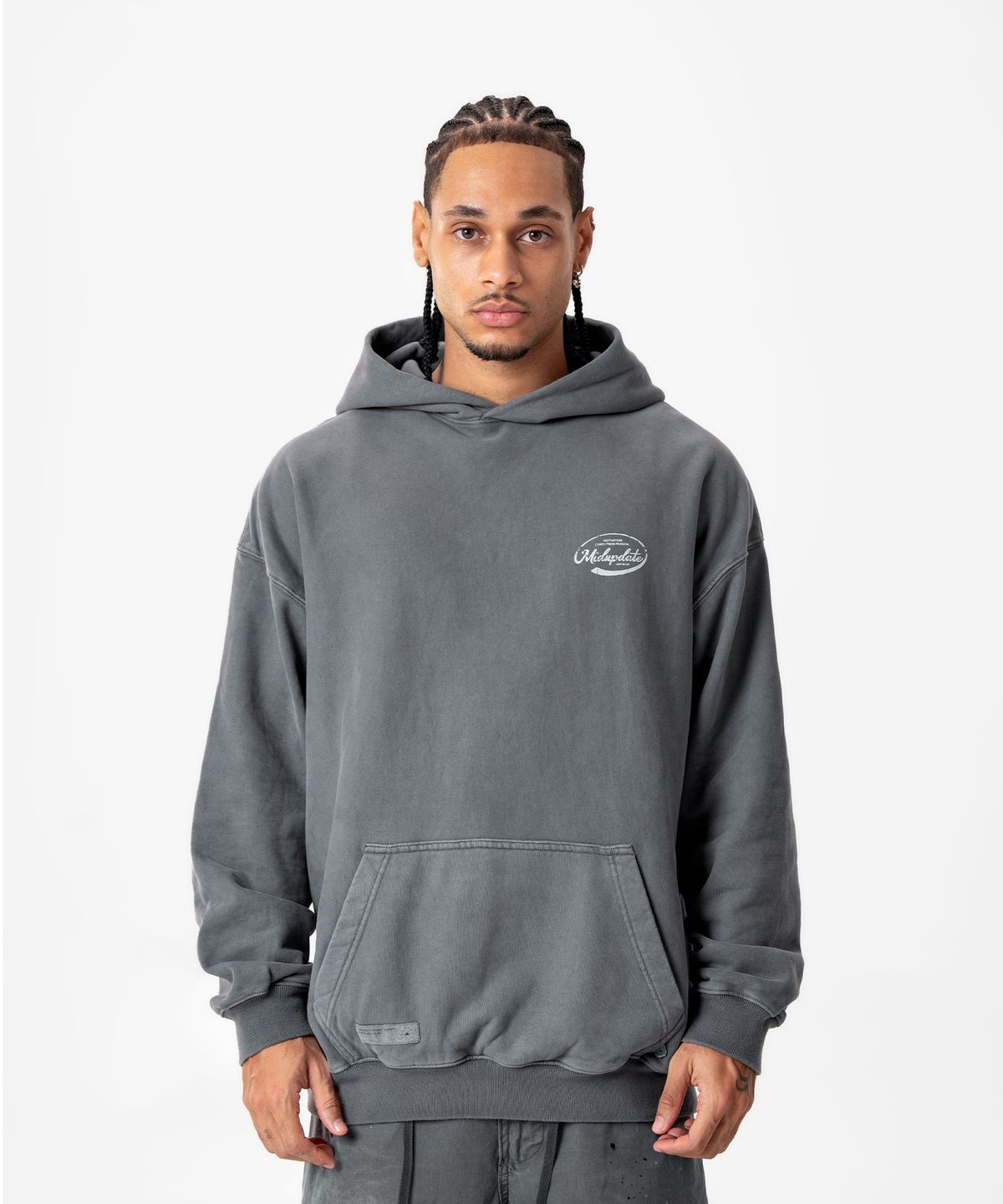 미드업데이트(MIDUPDATE) Vintage Graphic Logo Hoodie_2color