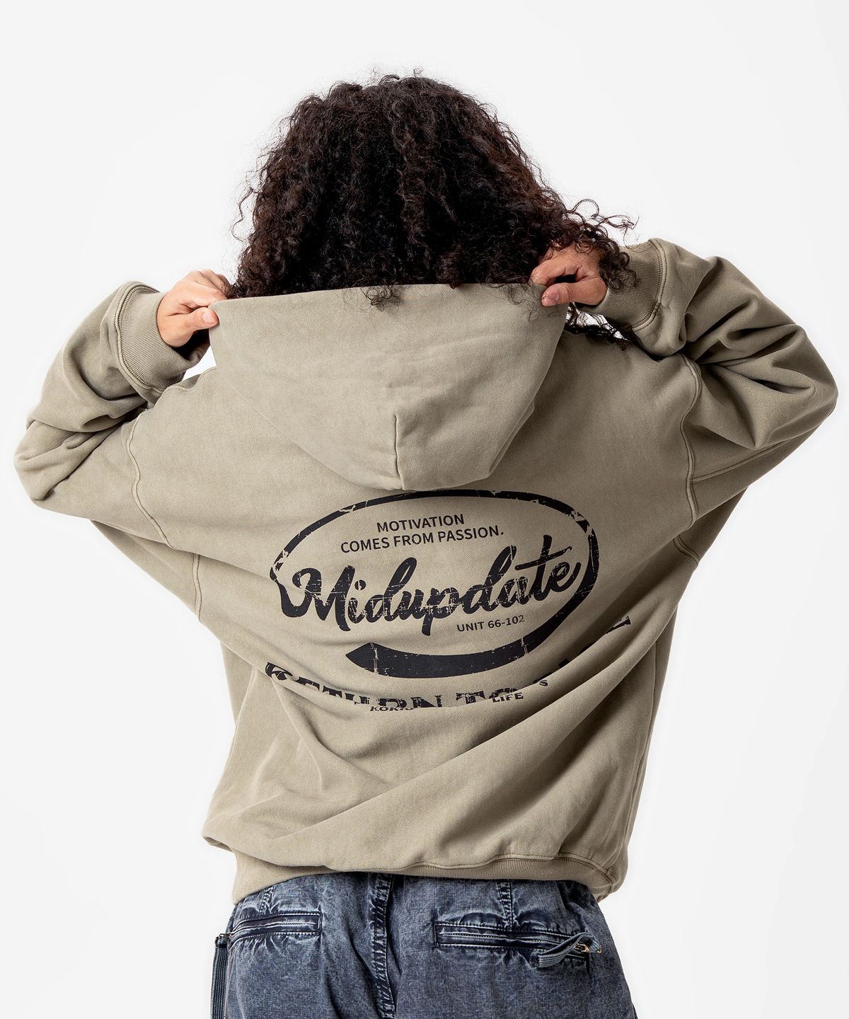 미드업데이트(MIDUPDATE) Vintage Graphic Logo Hoodie_2color