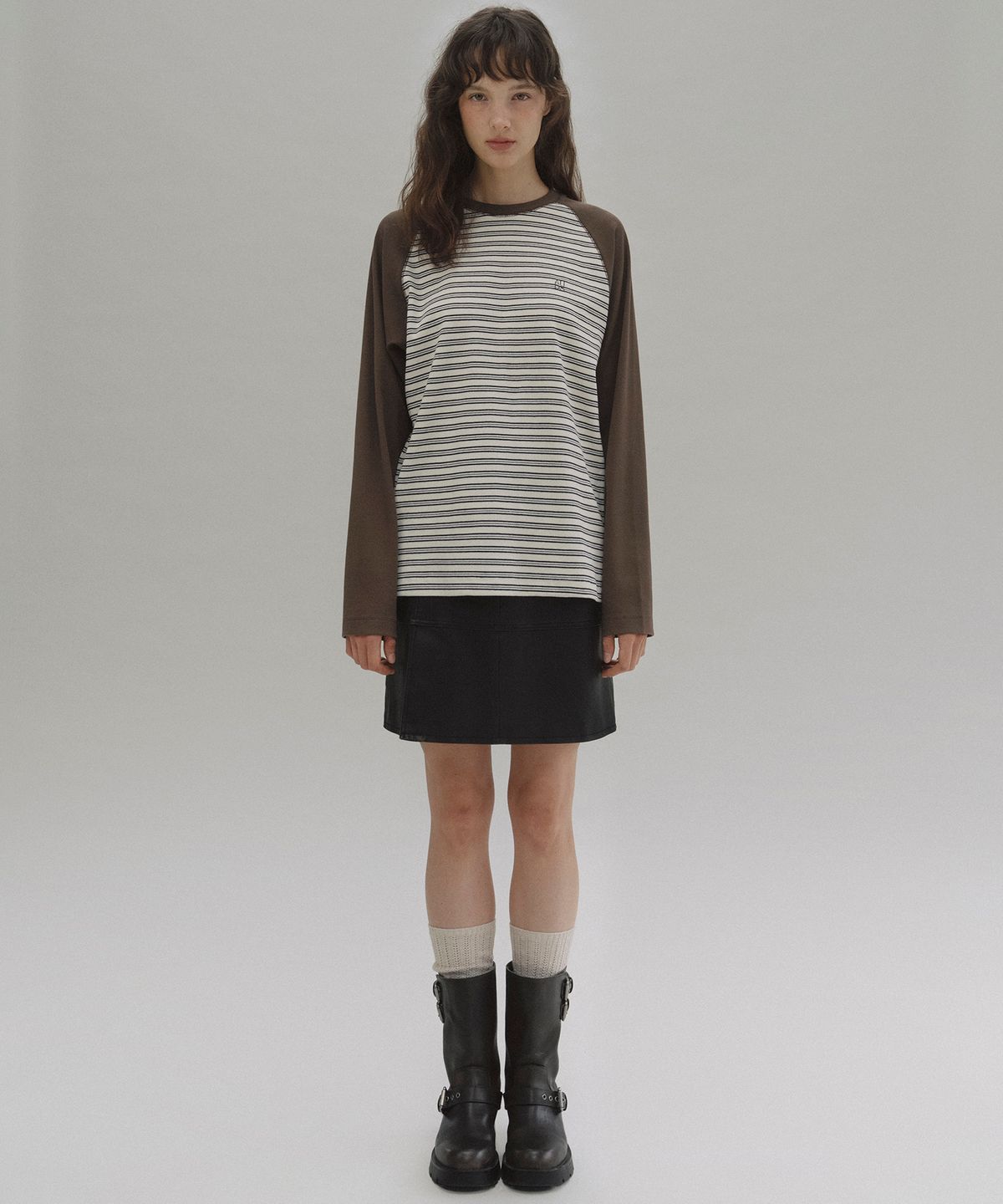 앤니즈(ANDNEEDS) Vintage leather midi skirt (black)