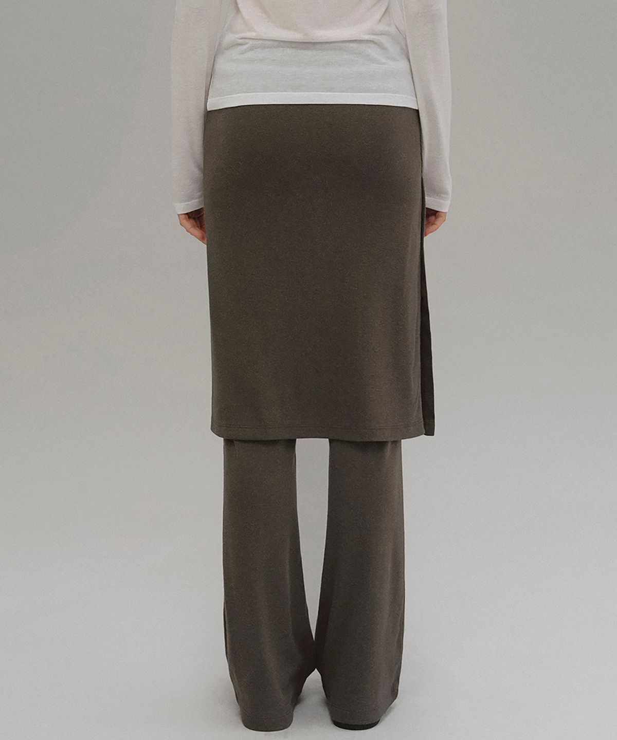 앤니즈(ANDNEEDS) Naia layered skirt pants (brown)