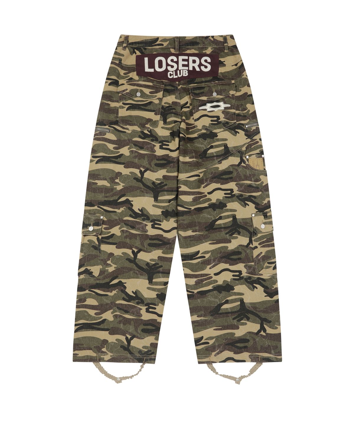 루저스클럽(LOSERS CLUB) 바이커 카고 포켓 와이드 면팬츠 카모