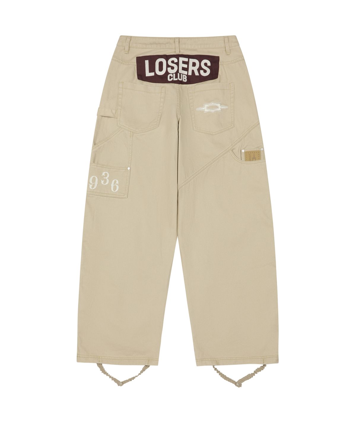 루저스클럽(LOSERS CLUB) 더블니 데미지 카펜터 와이드 면팬츠 베이지