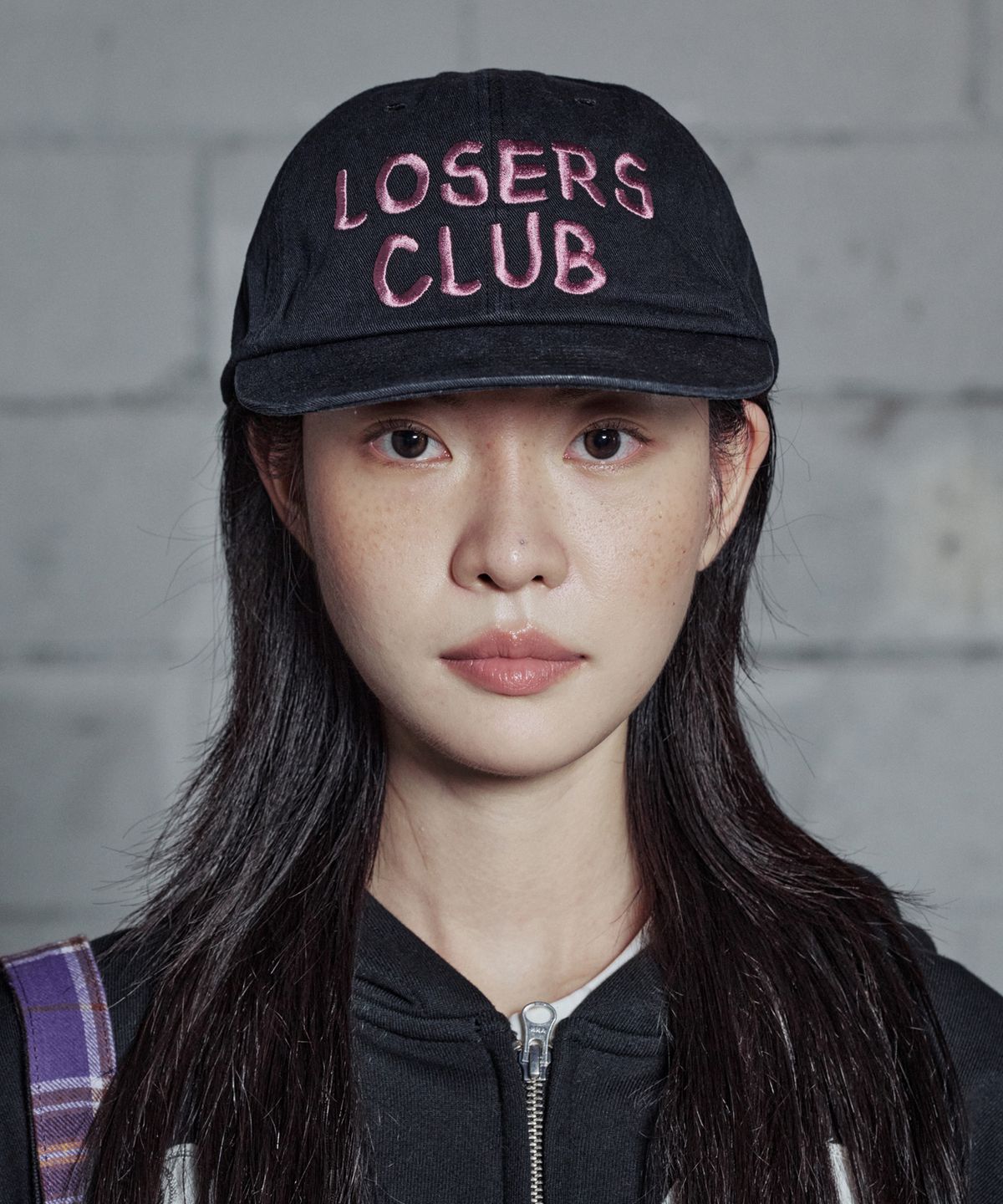 루저스클럽(LOSERS CLUB) 워시드 로고 캡 블랙