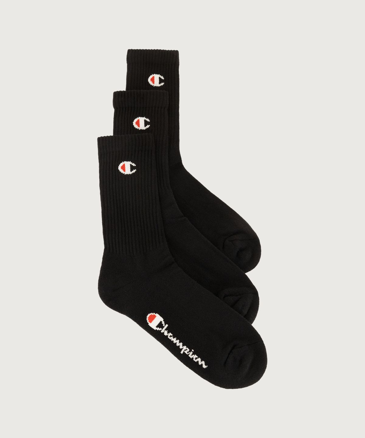 챔피온(CHAMPION) C로고 풀랭스 삭스 3PACK Black