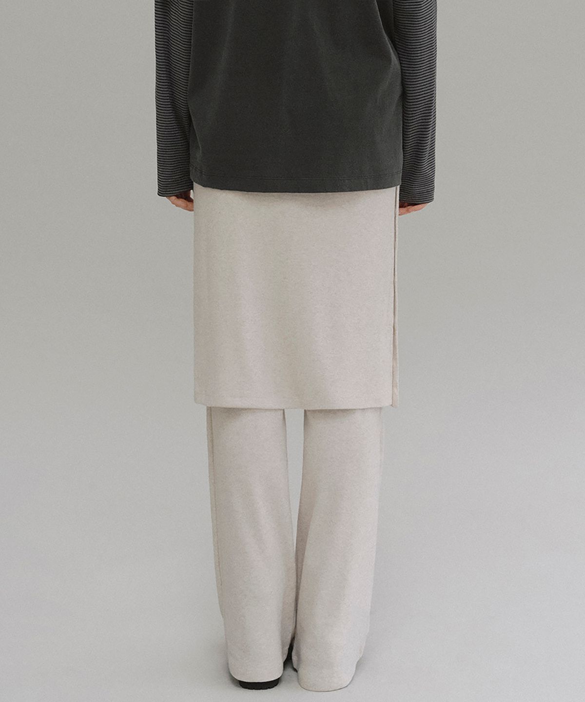 앤니즈(ANDNEEDS) Naia layered skirt pants (oatmeal melange)