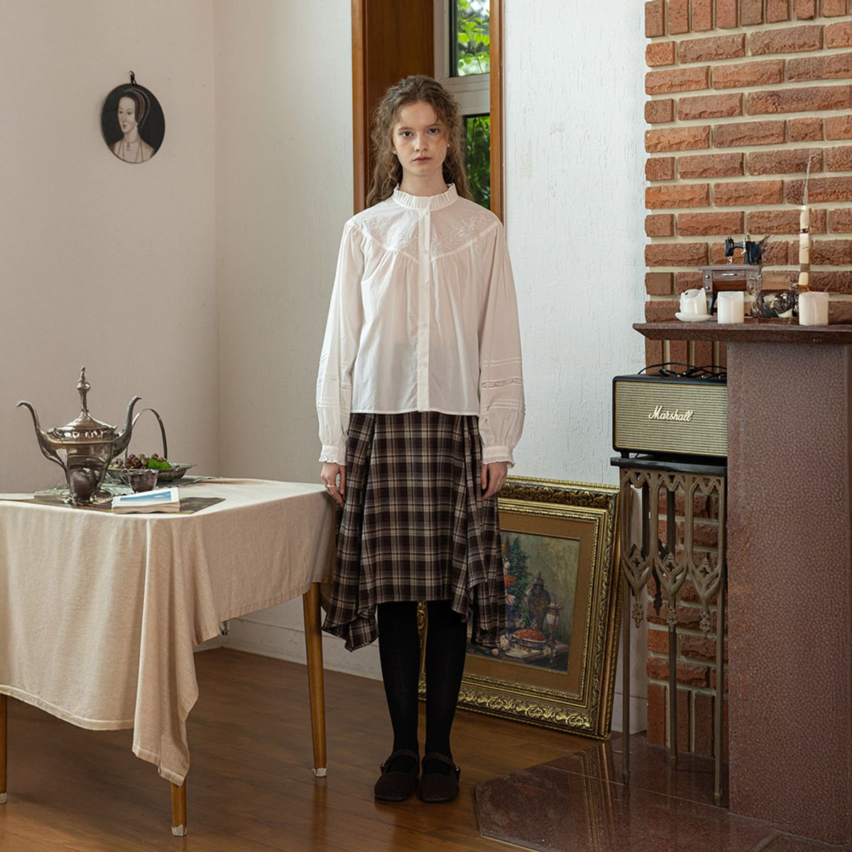프라우드 마리(PROUD MARY) PM_Autumn lattice skirt_BROWN