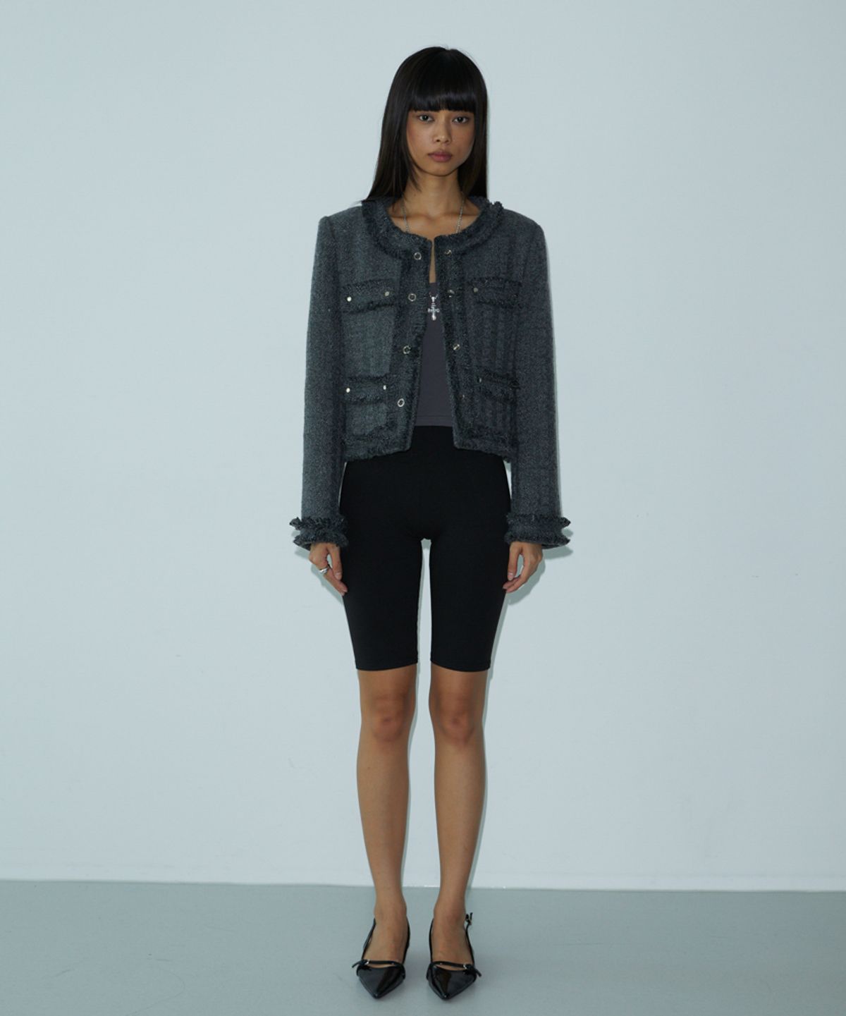 분트(VOONT) Rivet Tweed Jacket (CHARCOAL)