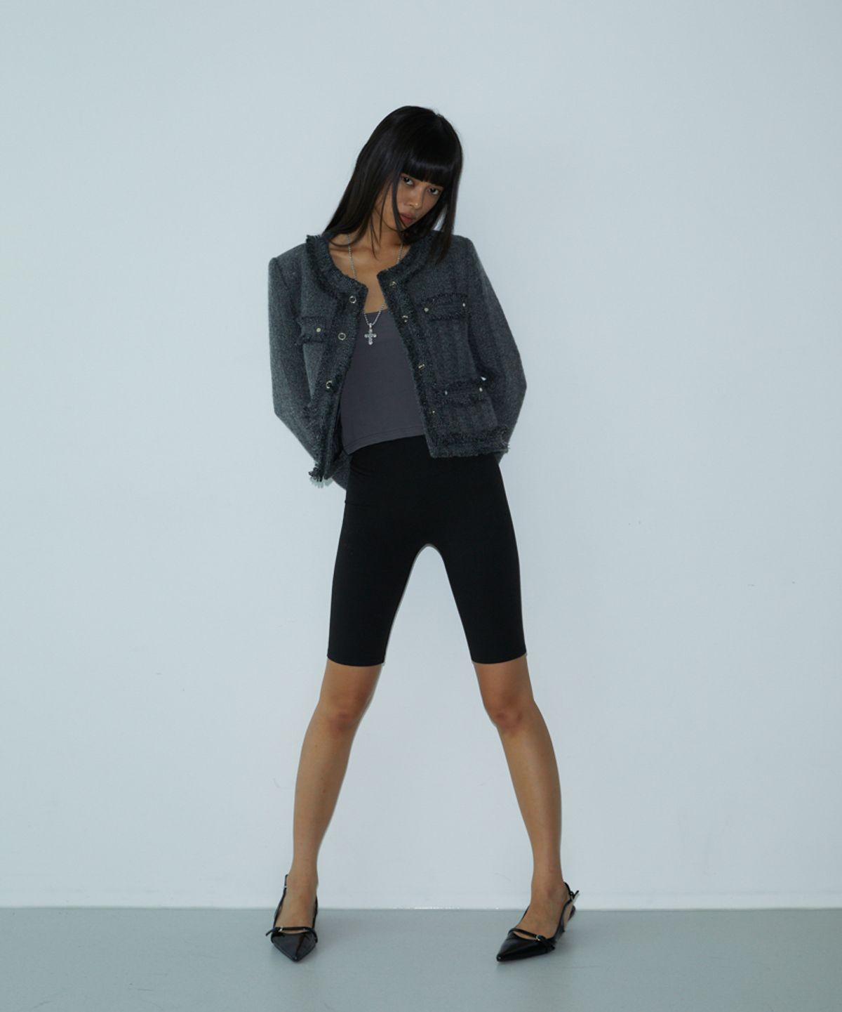 분트(VOONT) Rivet Tweed Jacket (CHARCOAL)