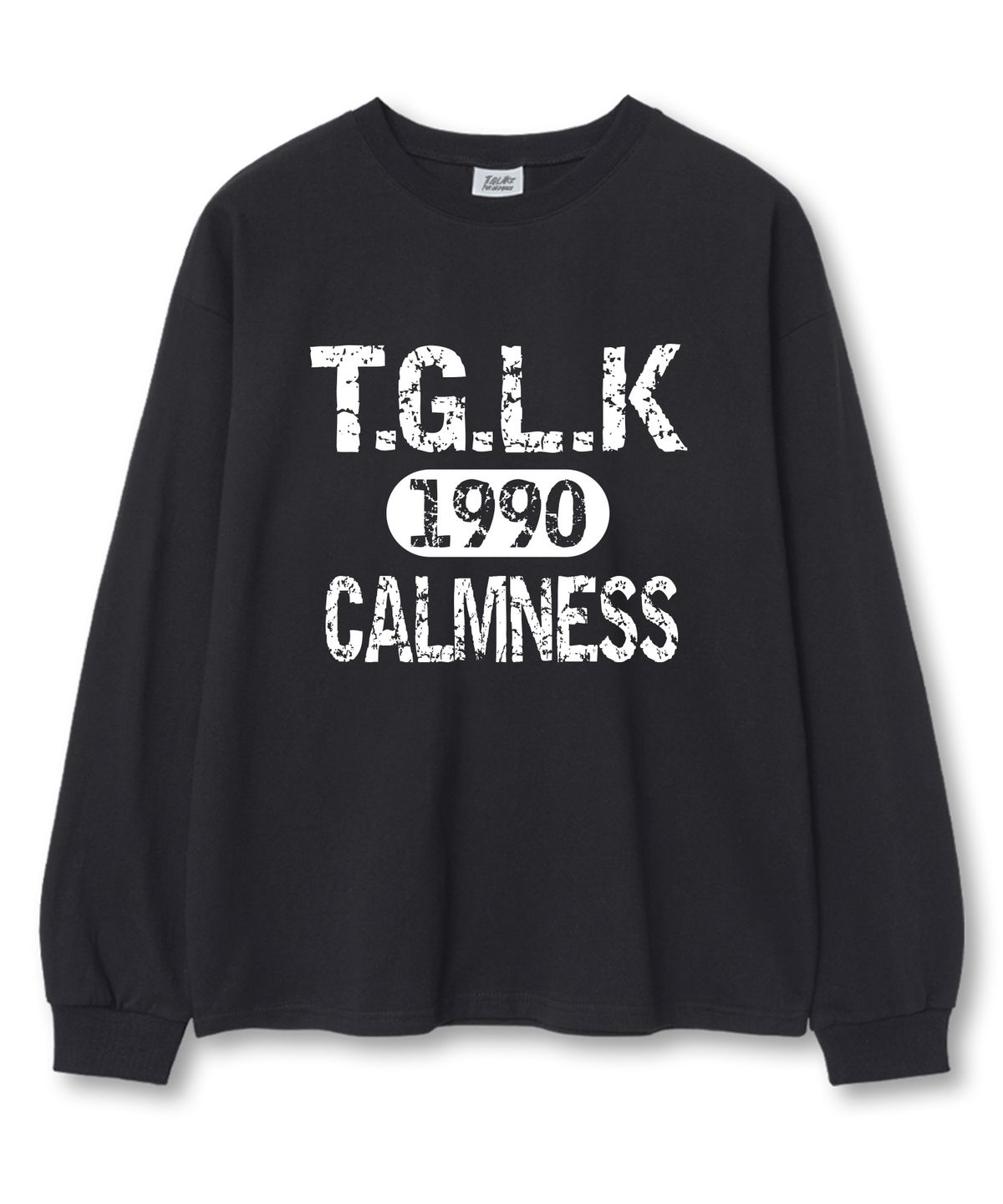 티글레이크(TI.GLAKE) 크랙TGLK 오버핏 긴팔 티셔츠 다크그레이 [소매시보리 선택]