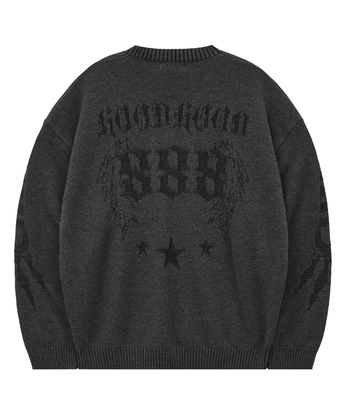 후드후드(HOODHOOD) 888 스터드 리버스 그래픽 니트 그레이