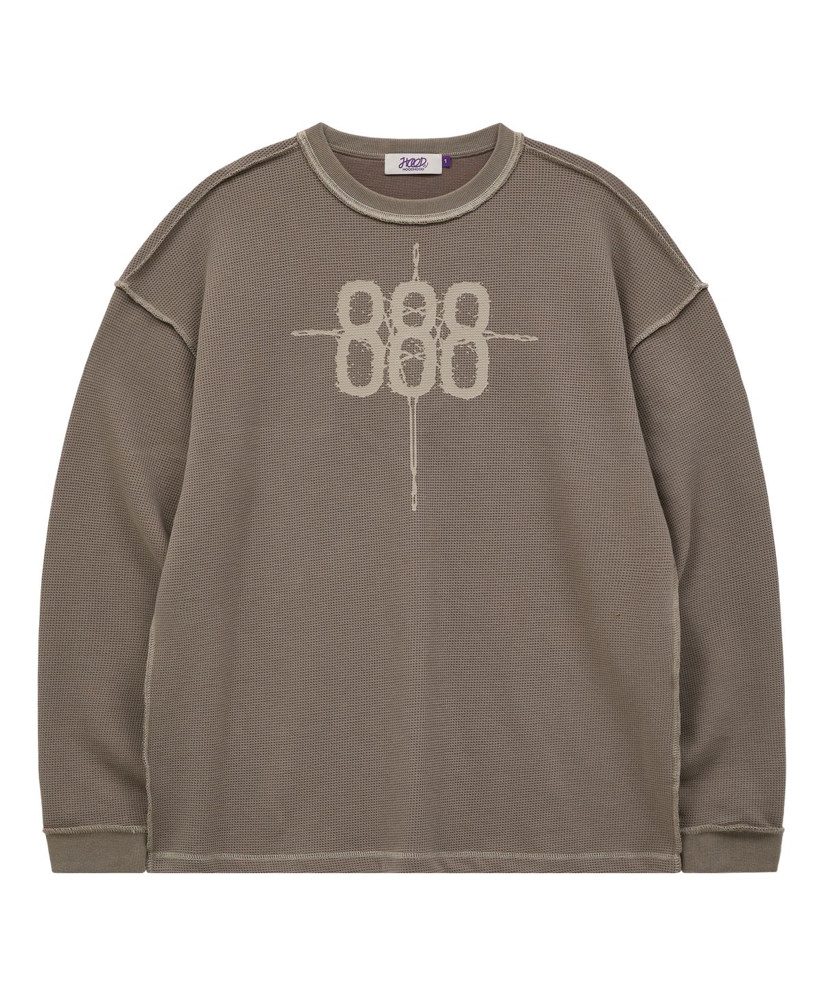 후드후드(HOODHOOD) 888 와플 롱슬리브 티셔츠 그레이쉬 베이지