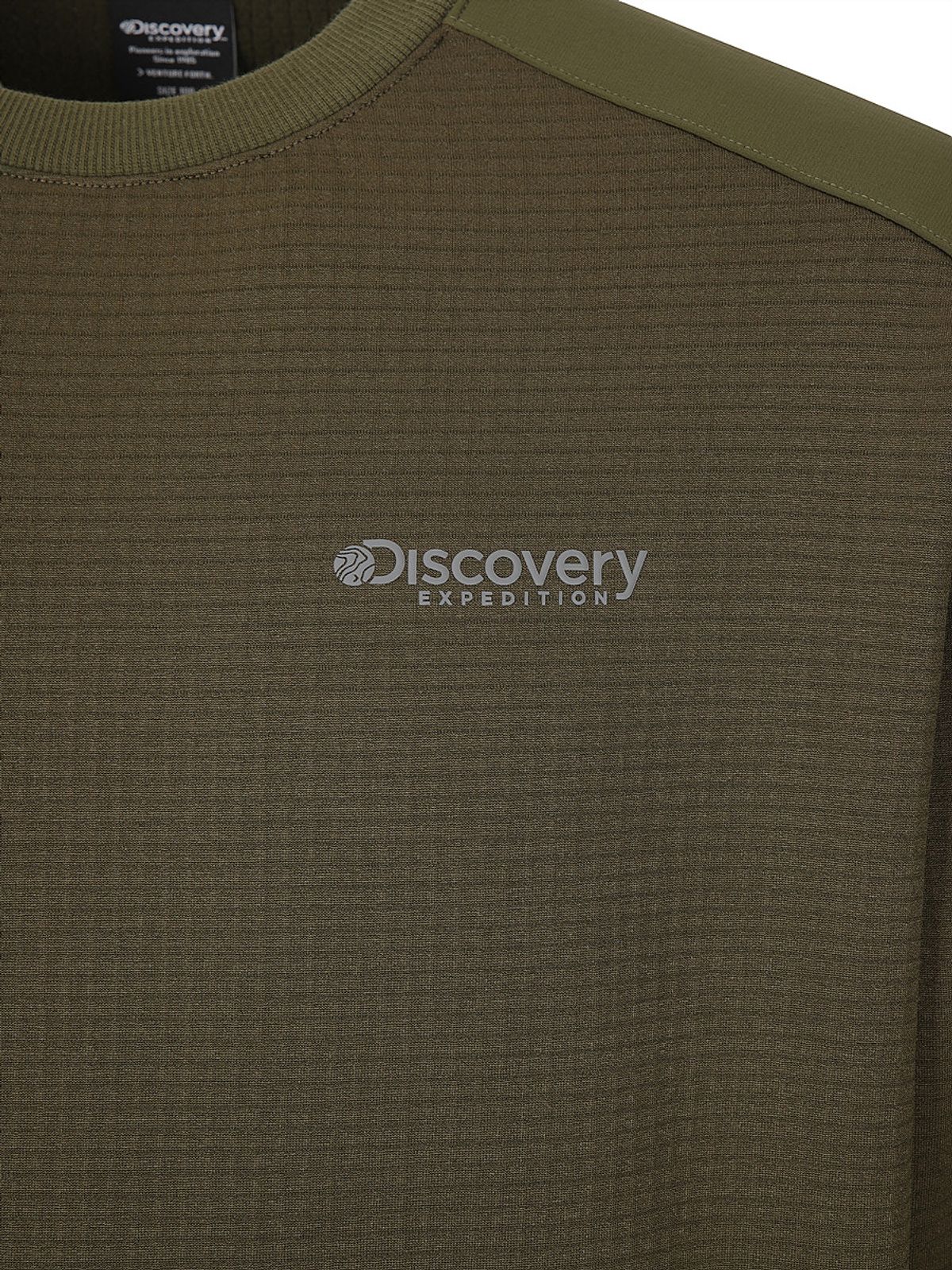 디스커버리 익스페디션(DISCOVERY EXPEDITION) 아웃도어 그리드 기모 맨투맨 (D/OLIVE)