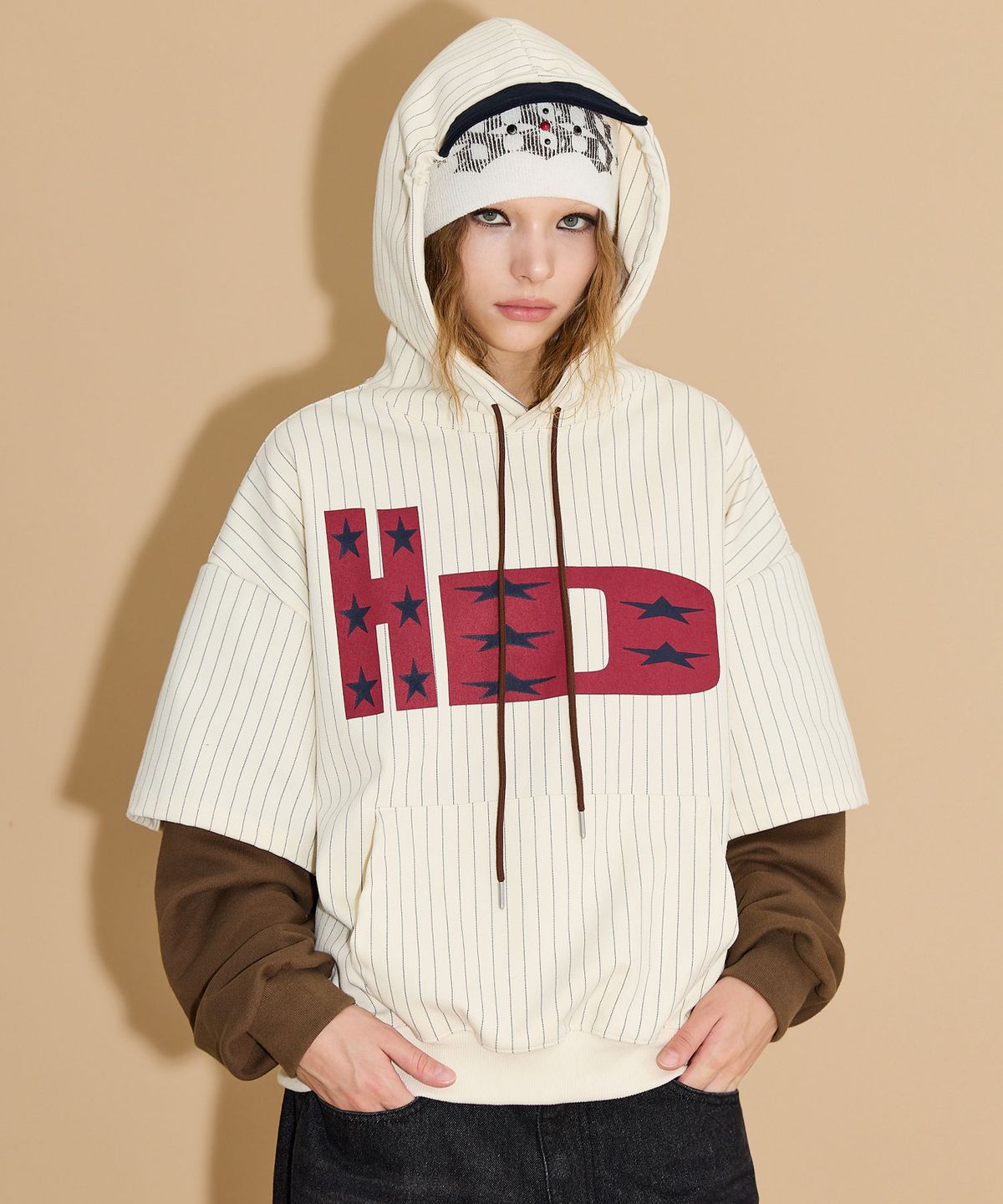 후드후드(HOODHOOD) HD 캡 레이어드 후드 아이보리
