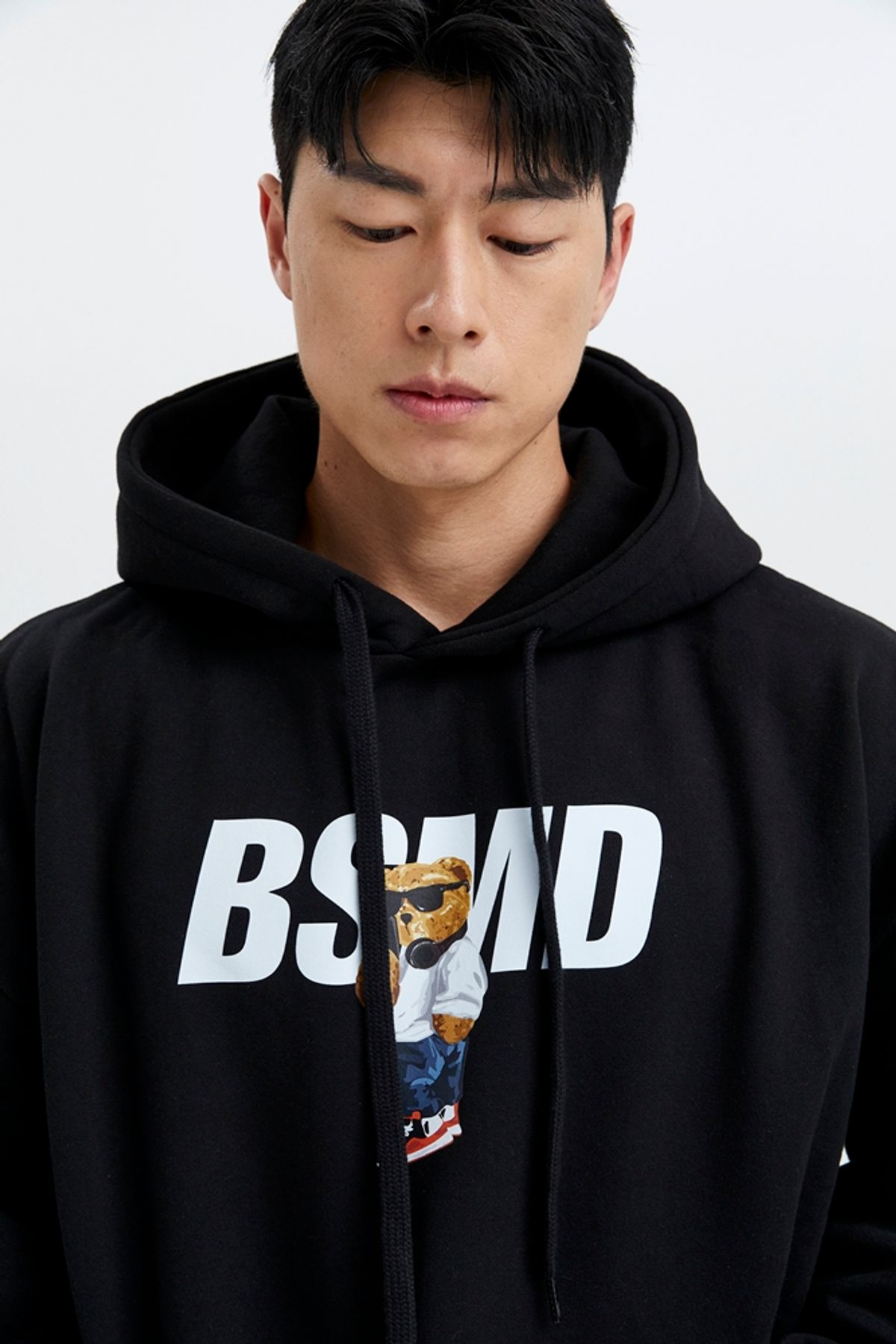 비스트모드(BSMD) 베어로고 오버핏 기모 후드