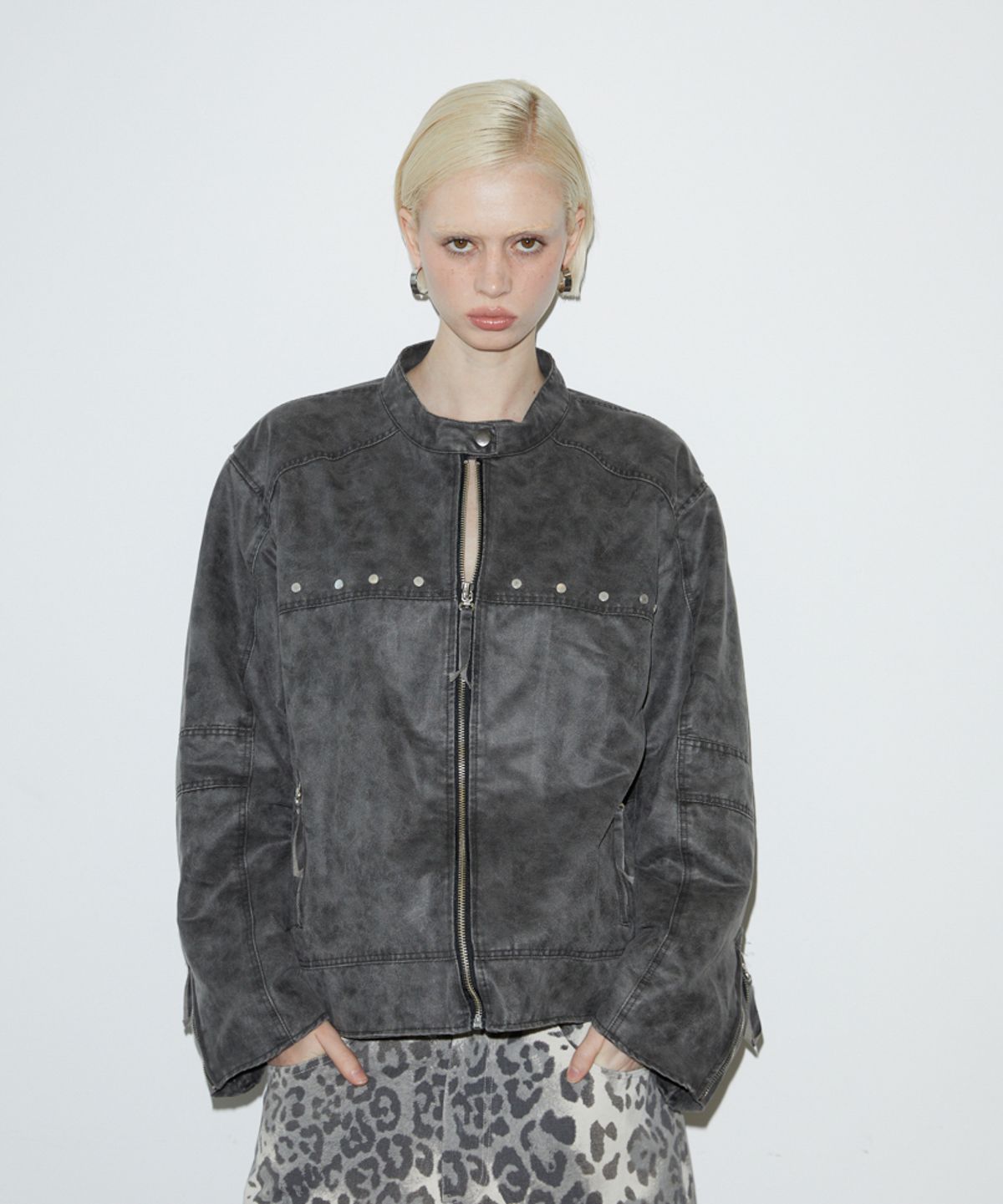 분트(VOONT) Washing Leather Jacket (GRAY)