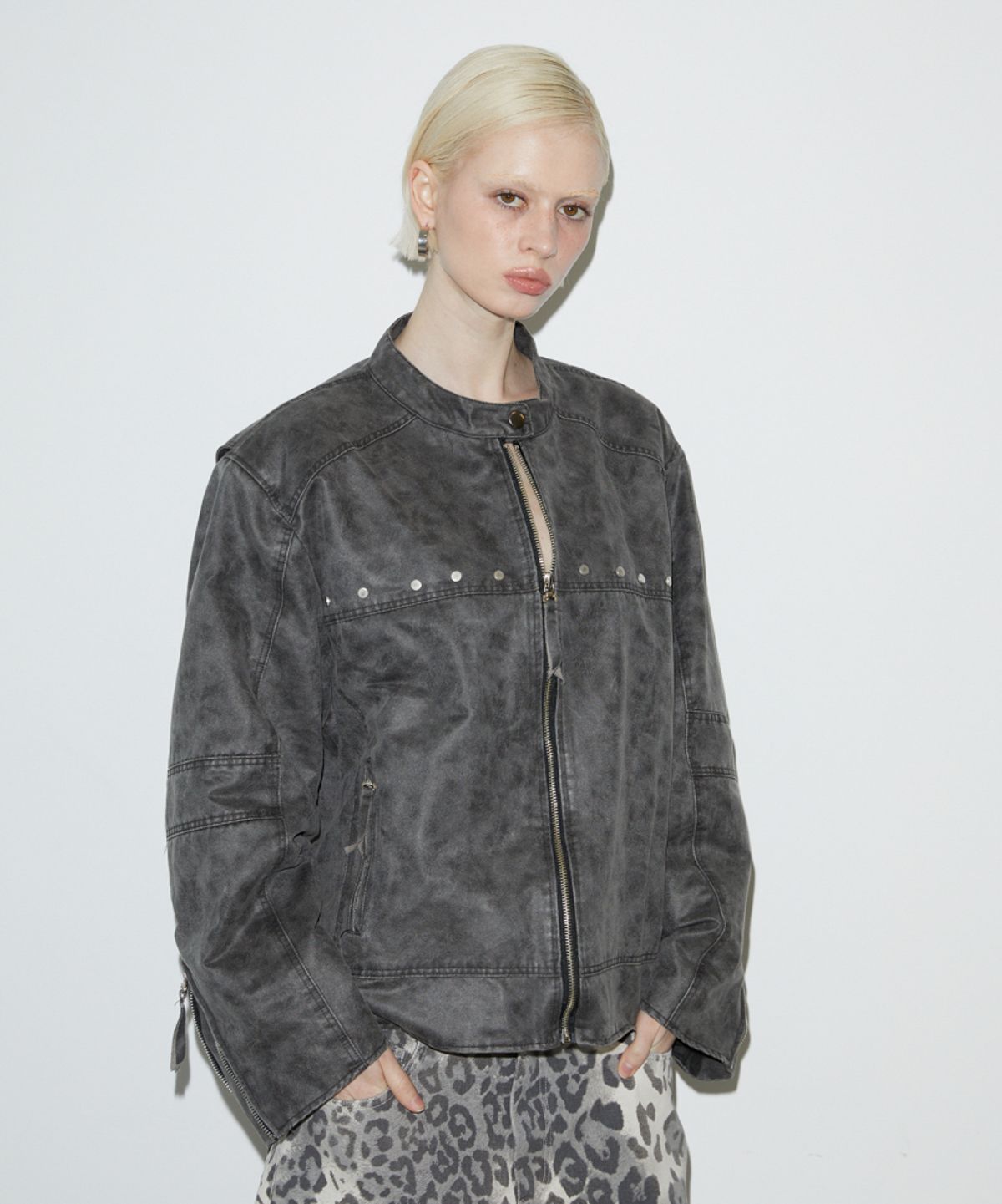 분트(VOONT) Washing Leather Jacket (GRAY)