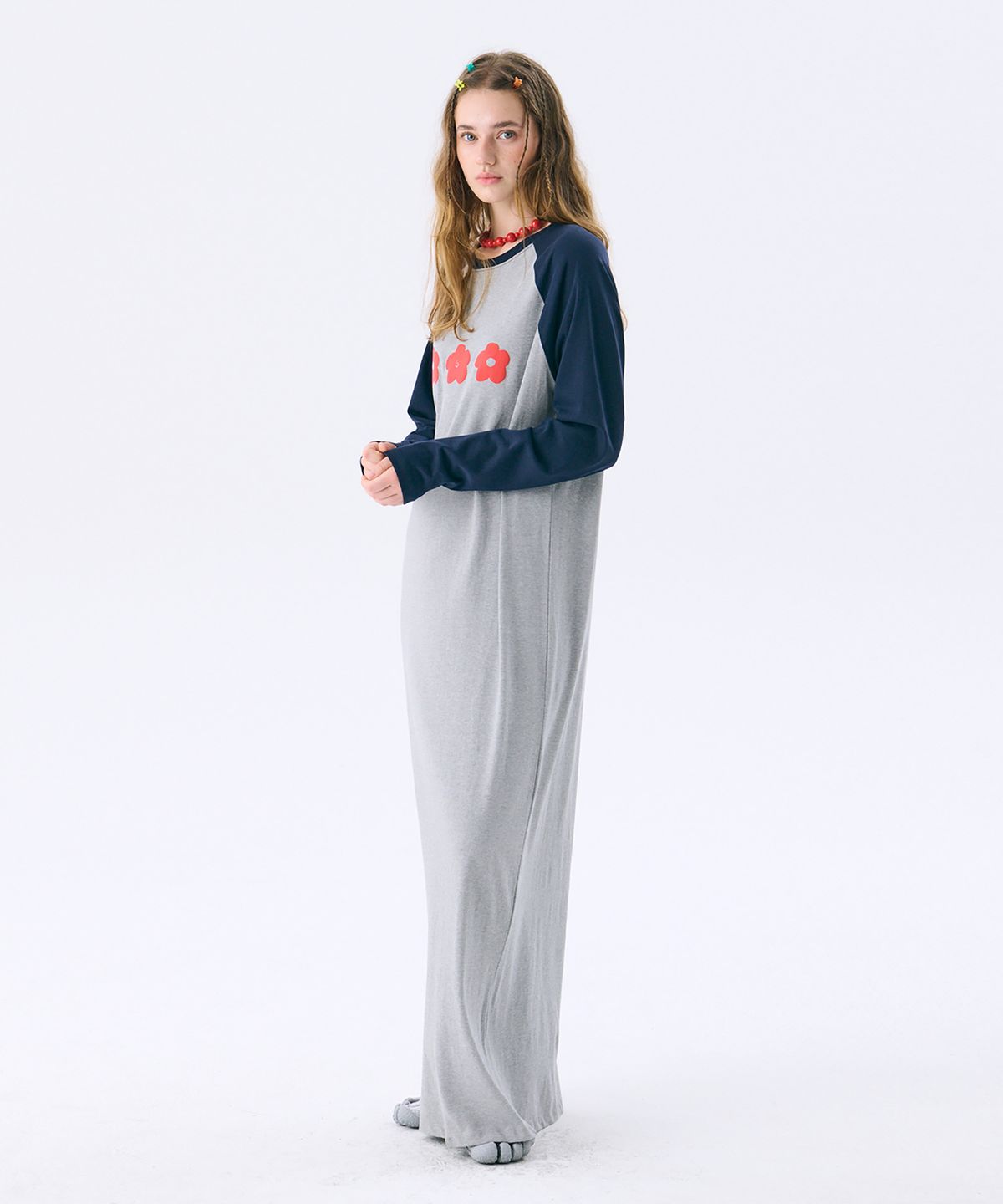 준준스페이스(JUNEJUNE SPACE) Raglan Long Dress_Grey(레귤란 롱드레스_그레이)