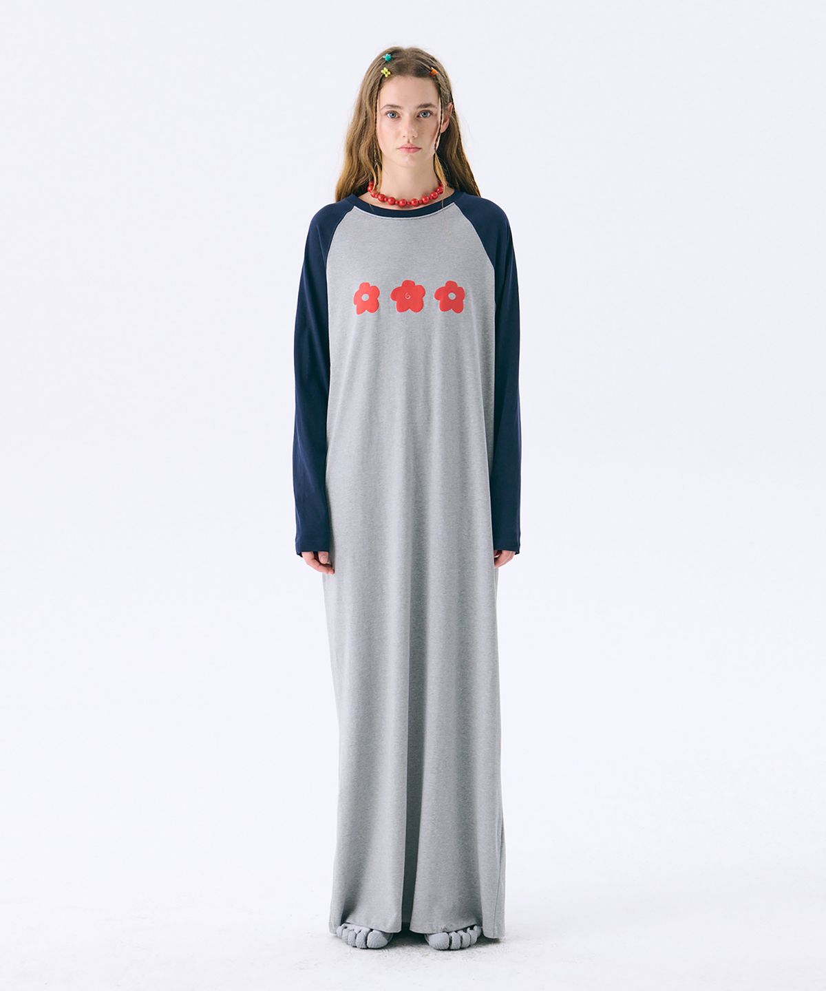 준준스페이스(JUNEJUNE SPACE) Raglan Long Dress_Grey(레귤란 롱드레스_그레이)