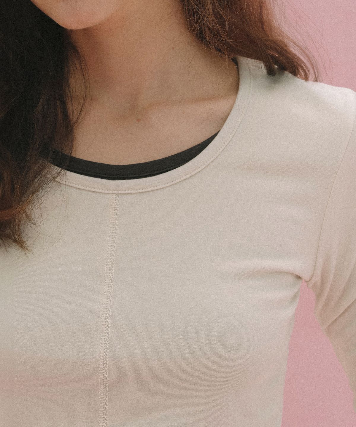 앤니즈(ANDNEEDS) Bien 3/4 sleeve tee (beige)