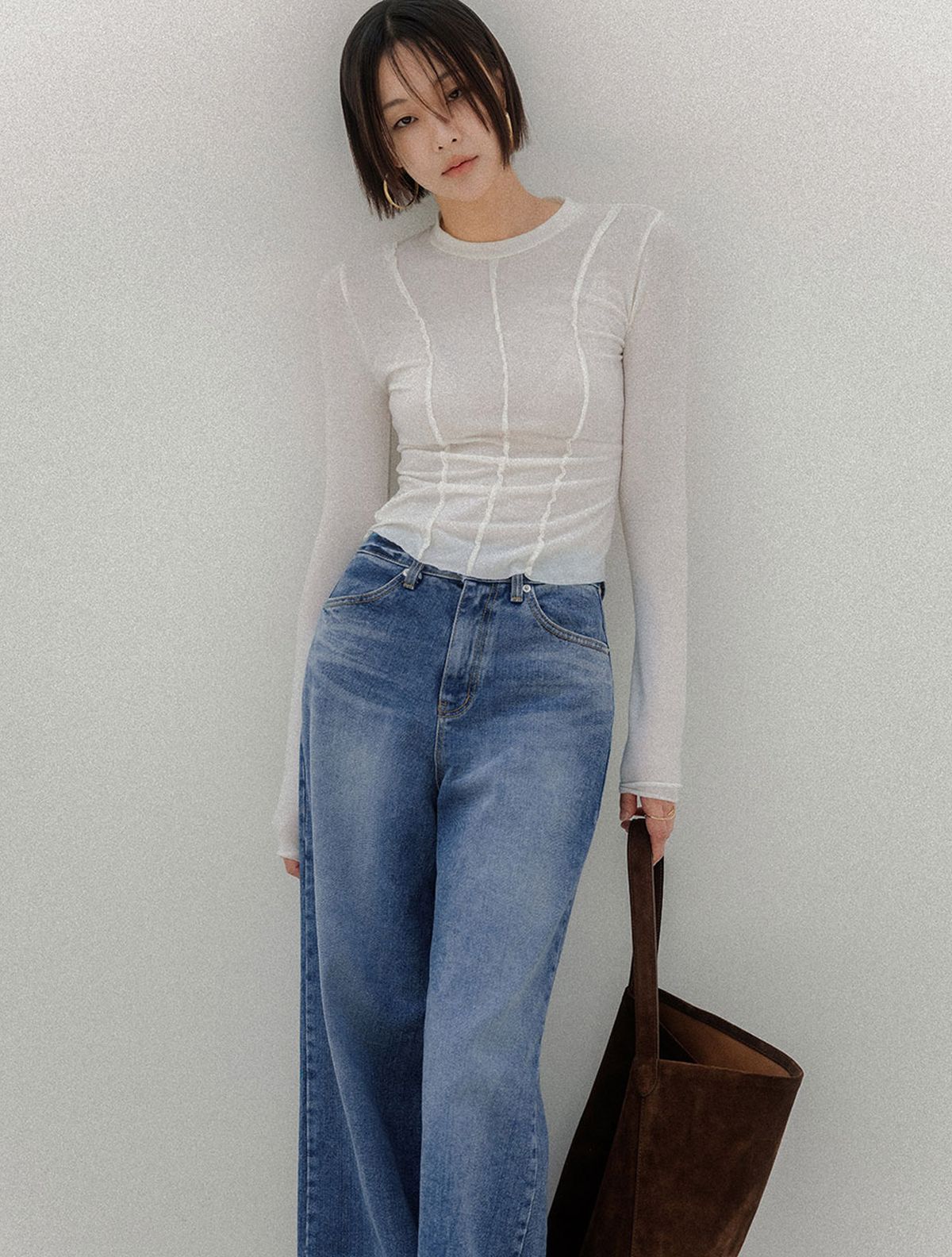메무아(MEMUA) 슬리미어 데끼 티셔츠(딥베이지)