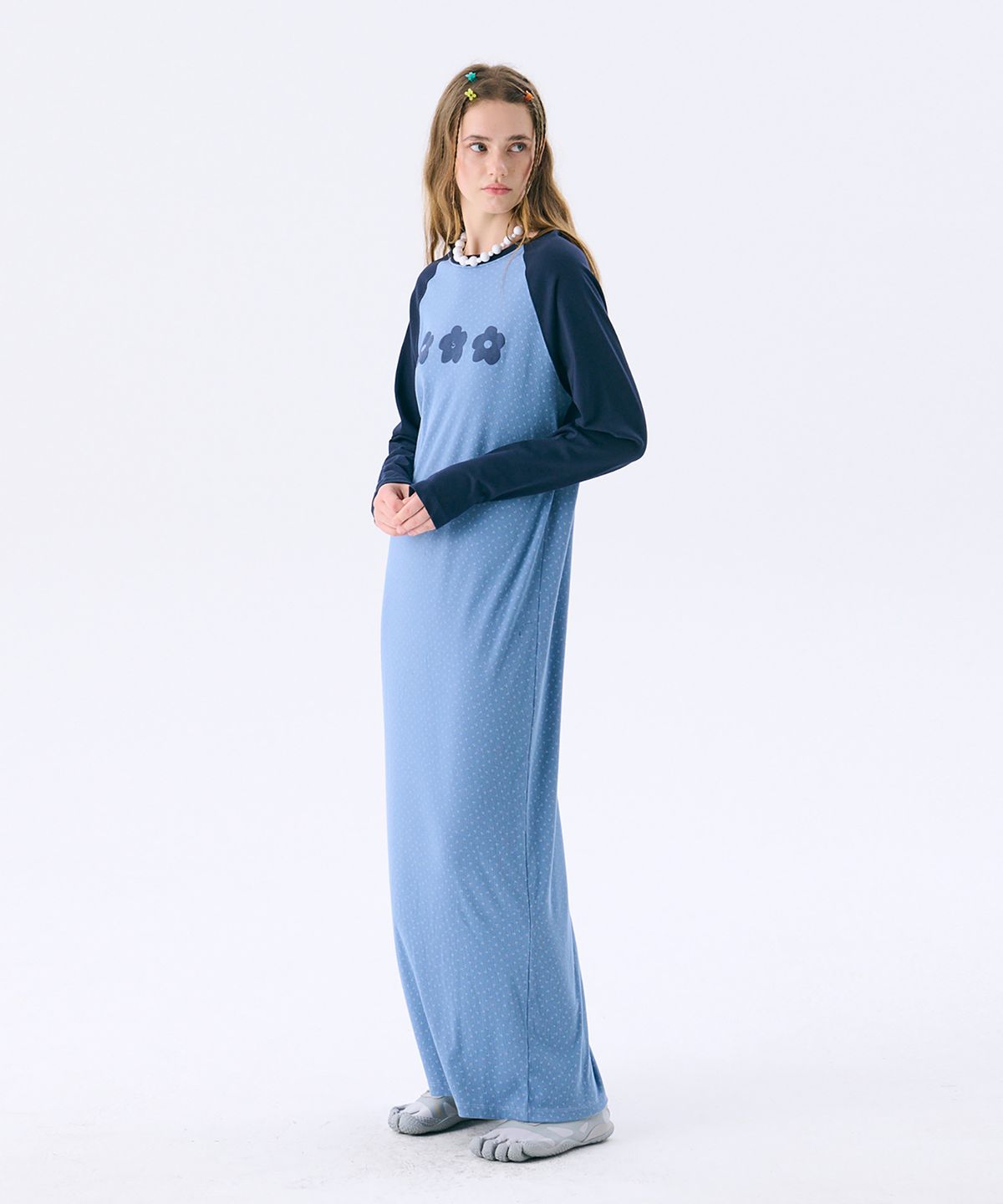 준준스페이스(JUNEJUNE SPACE) Raglan Long Dress_Blue(레귤란 롱드레스_블루)