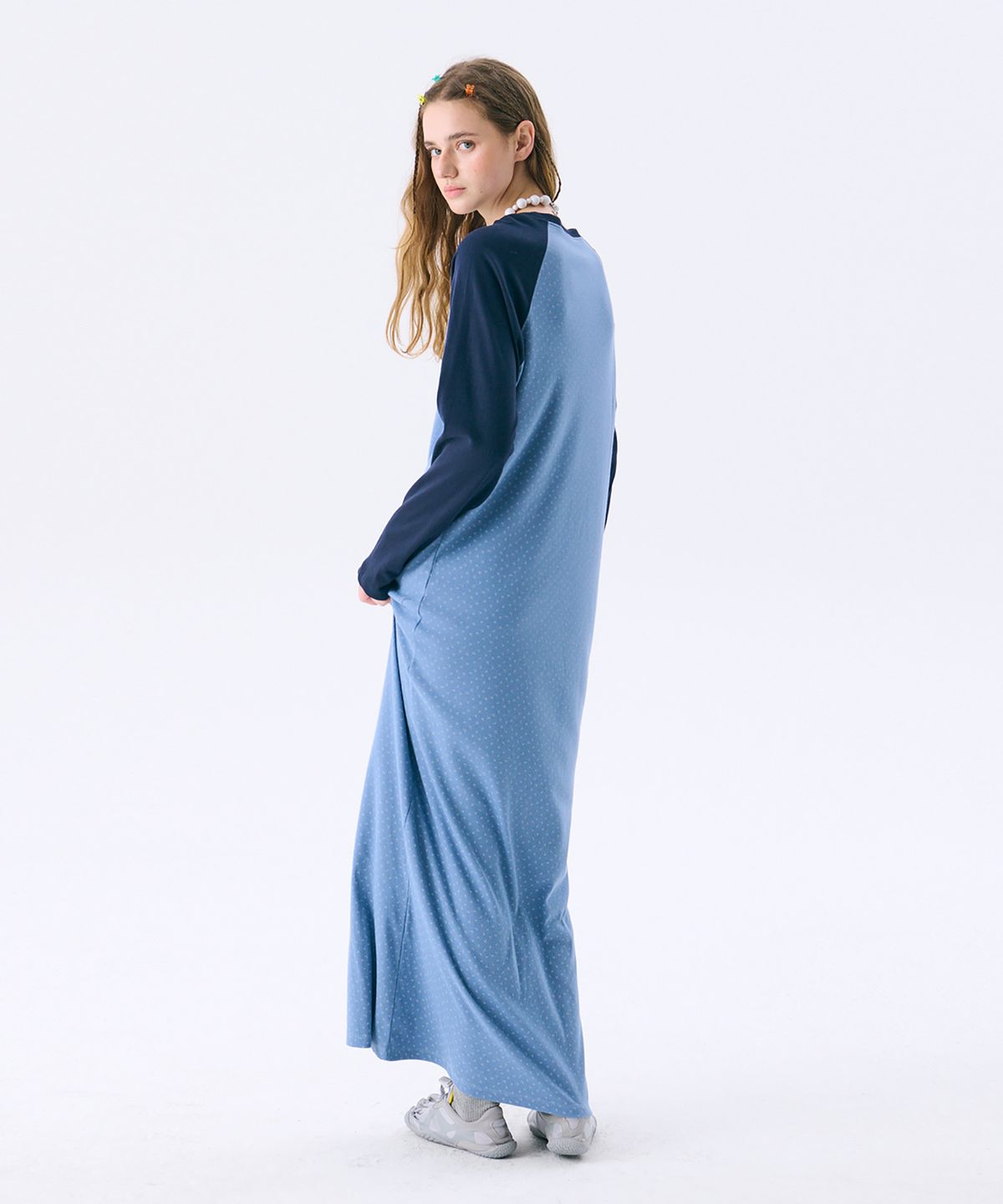 준준스페이스(JUNEJUNE SPACE) Raglan Long Dress_Blue(레귤란 롱드레스_블루)