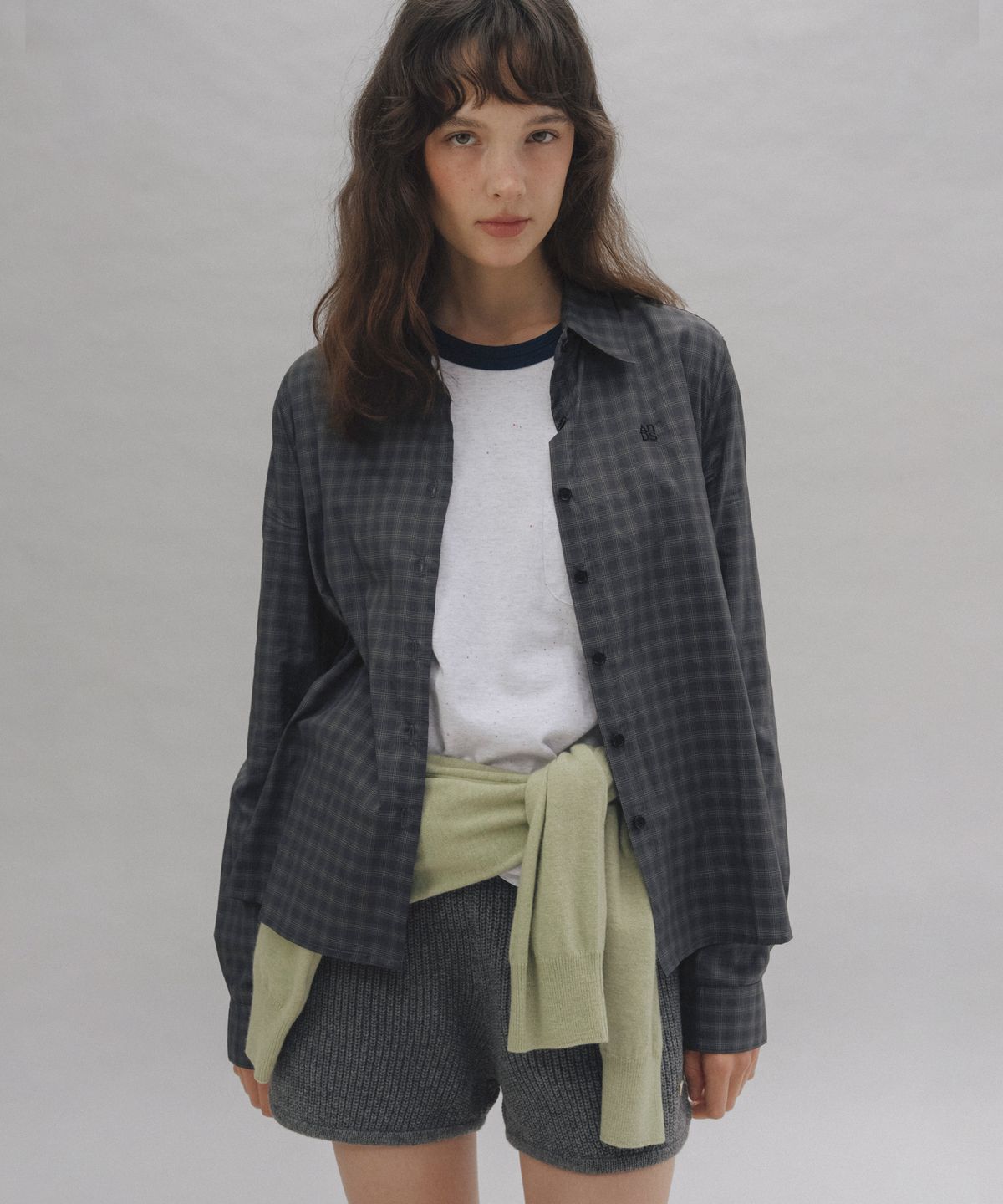 앤니즈(ANDNEEDS) Veil check shirt (charcoal)