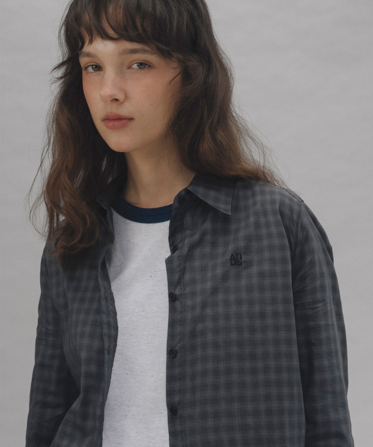 앤니즈(ANDNEEDS) Veil check shirt (charcoal)