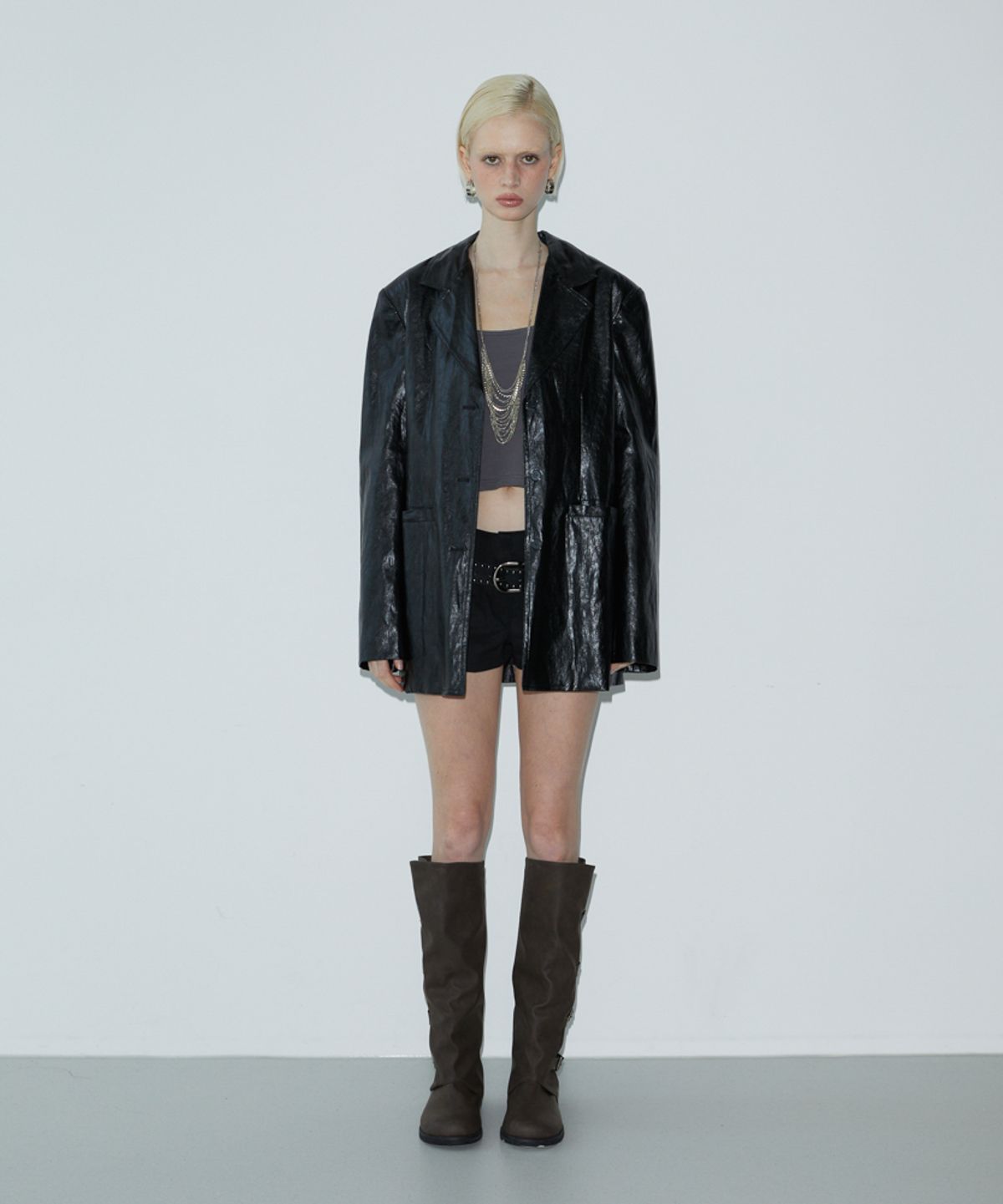 분트(VOONT) Button Leather Jacket (BLACK)