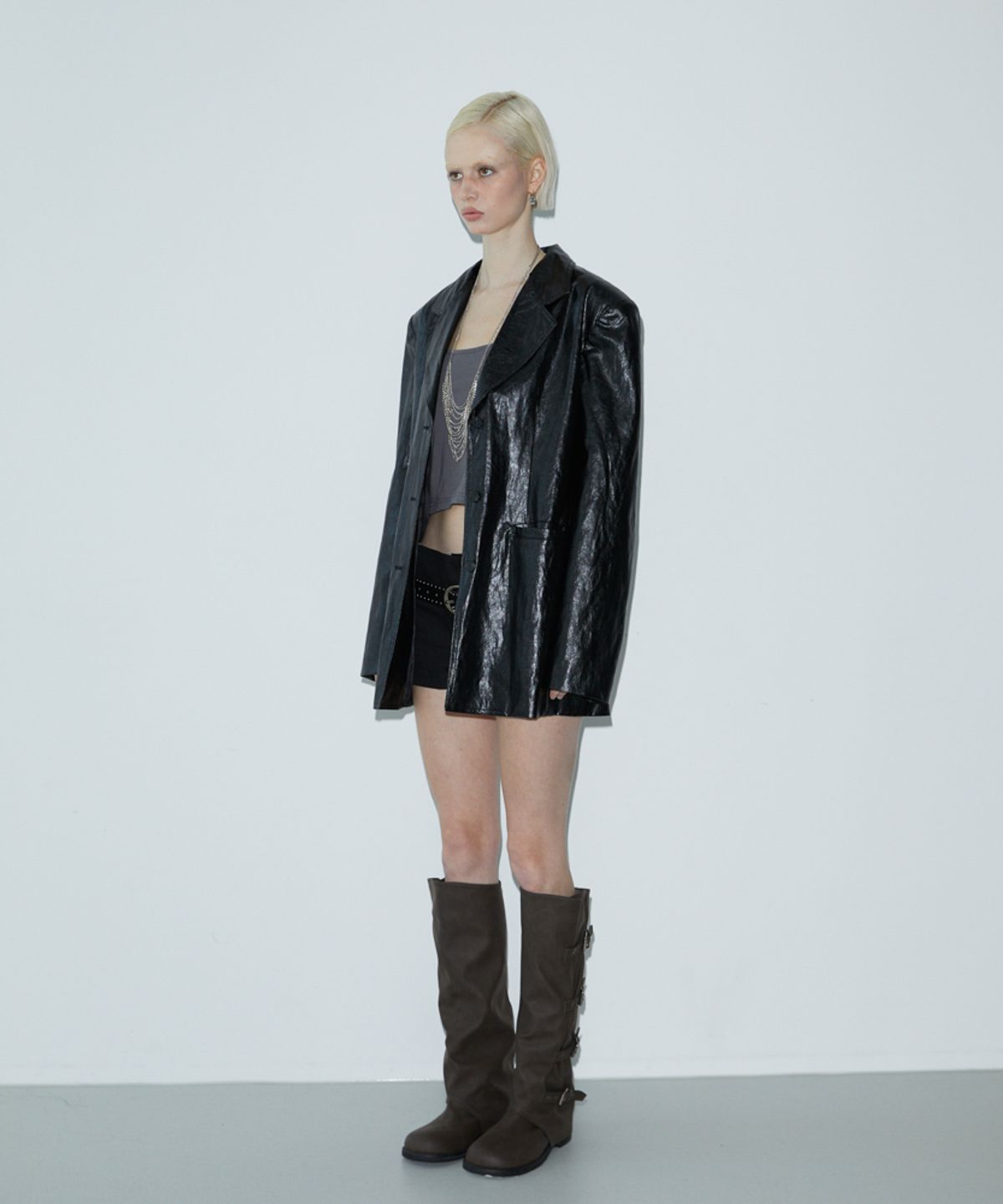 분트(VOONT) Button Leather Jacket (BLACK)