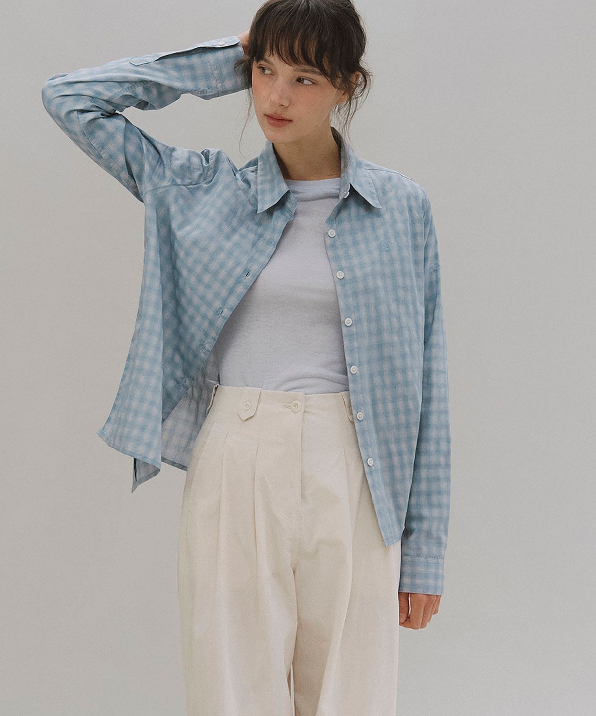 앤니즈(ANDNEEDS) Veil check shirt (blue)